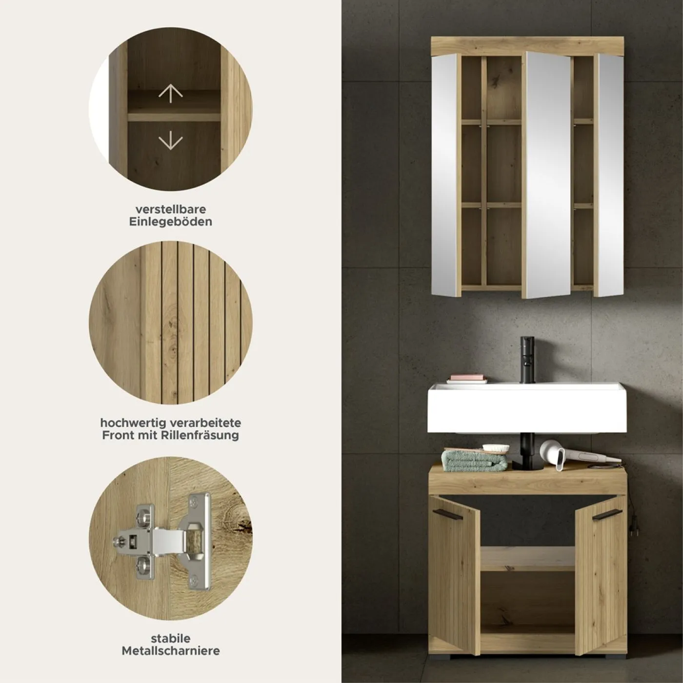 Badezimmer-Set Scout | Artisan Eiche | 2-teilig ohne Aufsatzleuchte