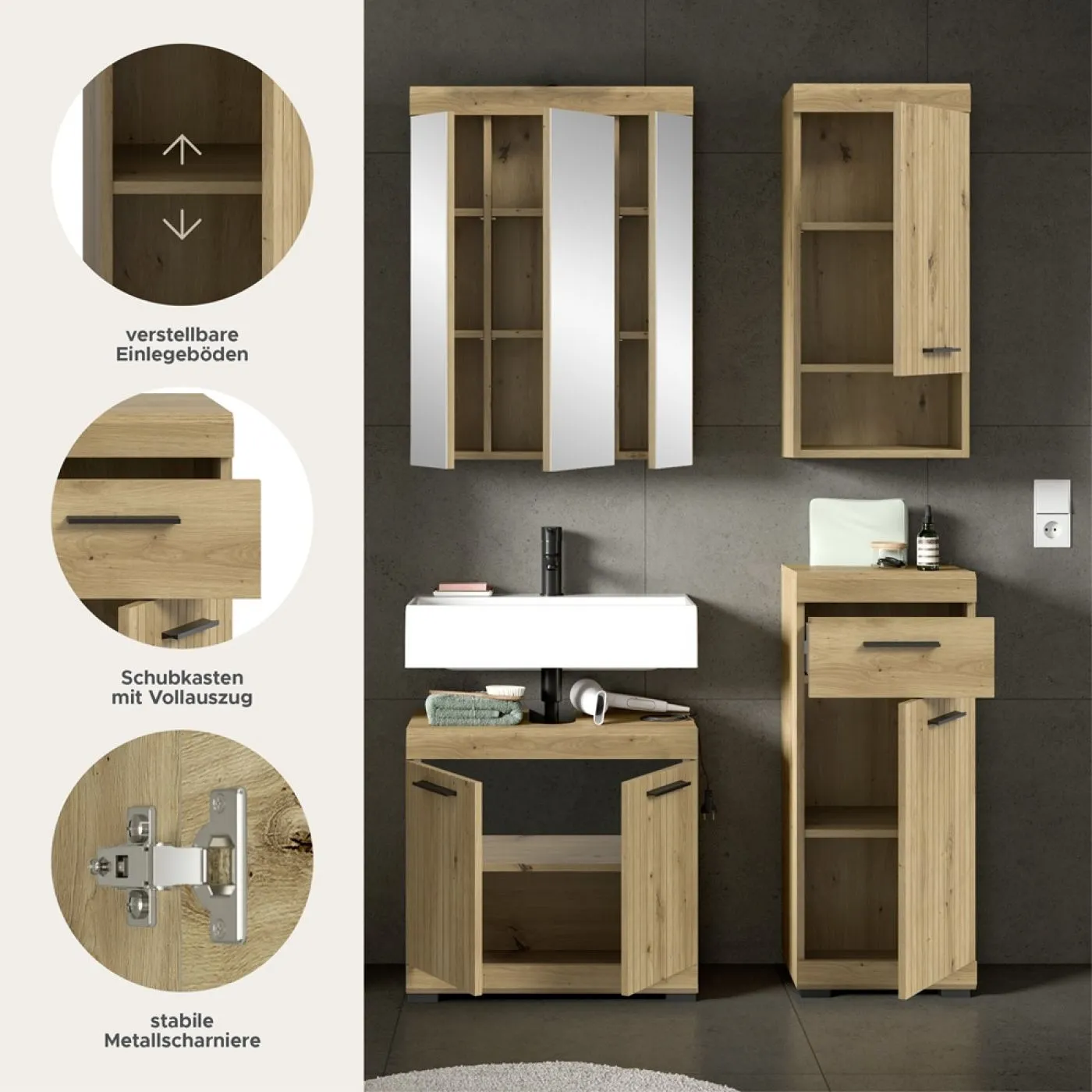 Badezimmer-Set Scout | Artisan Eiche | 4-teilig