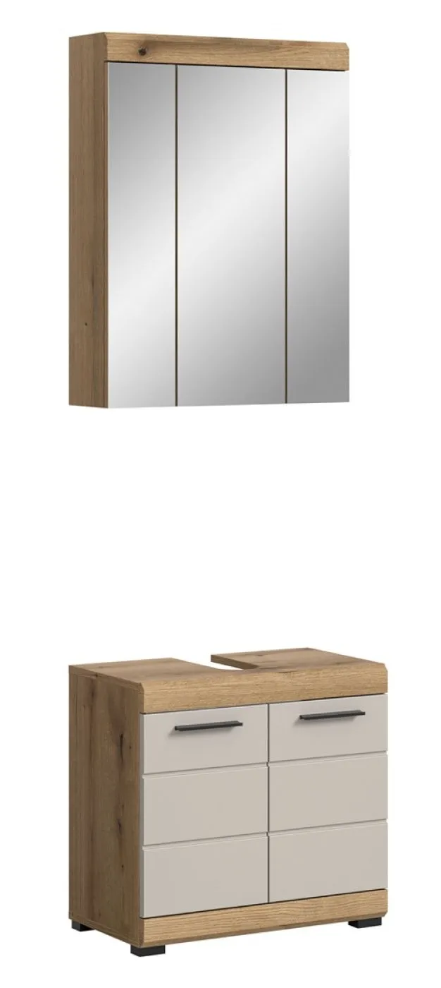 Badezimmer-Set Scout | Kaschmir / Evoak Oak | 2-teilig mit Aufsatzleuchte