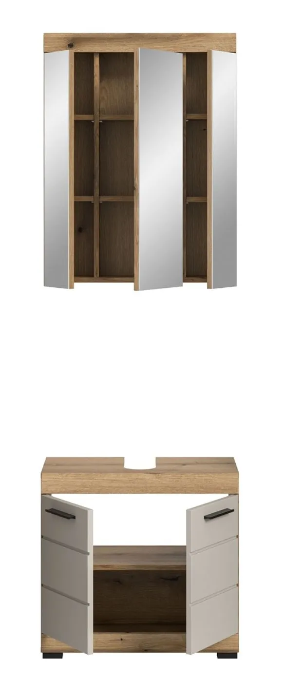 Badezimmer-Set Scout | Kaschmir / Evoak Oak | 2-teilig mit Aufsatzleuchte
