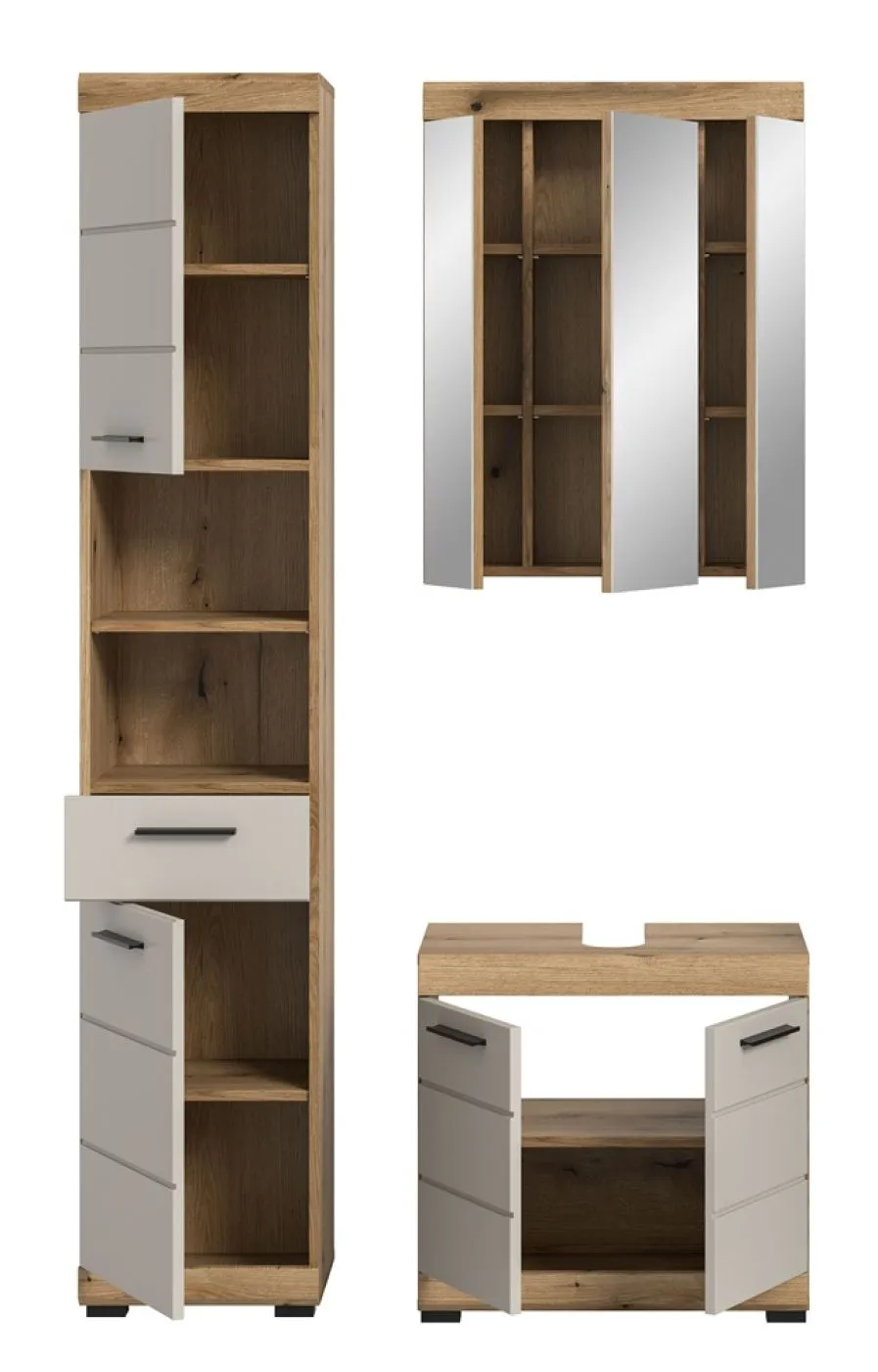 Badezimmer-Set Scout | Kaschmir / Evoak Oak | 3-teilig mit Aufsatzleuchte