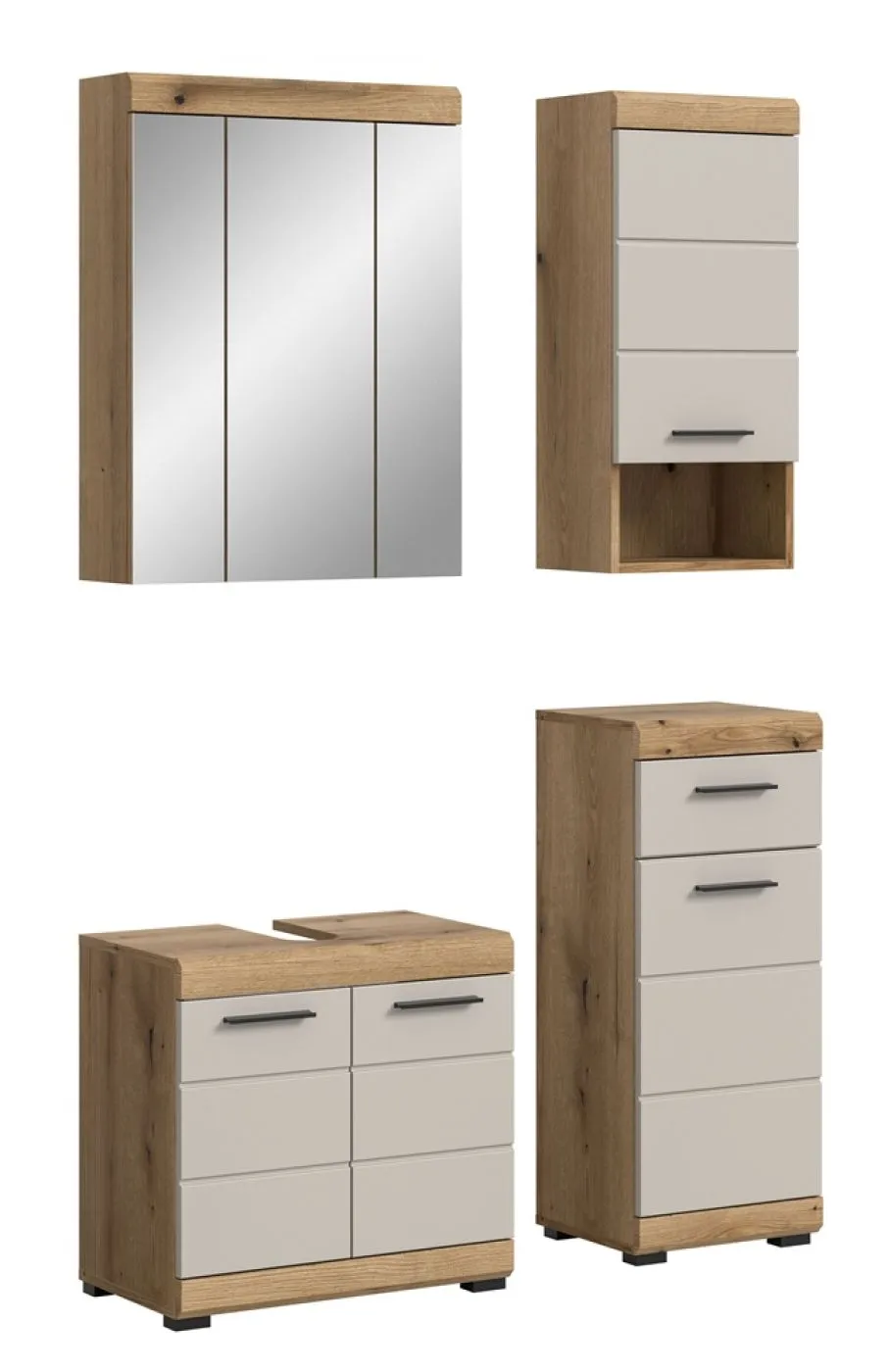 Badezimmer-Set Scout | Kaschmir / Evoak Oak | 4-teilig mit Aufsatzleuchte