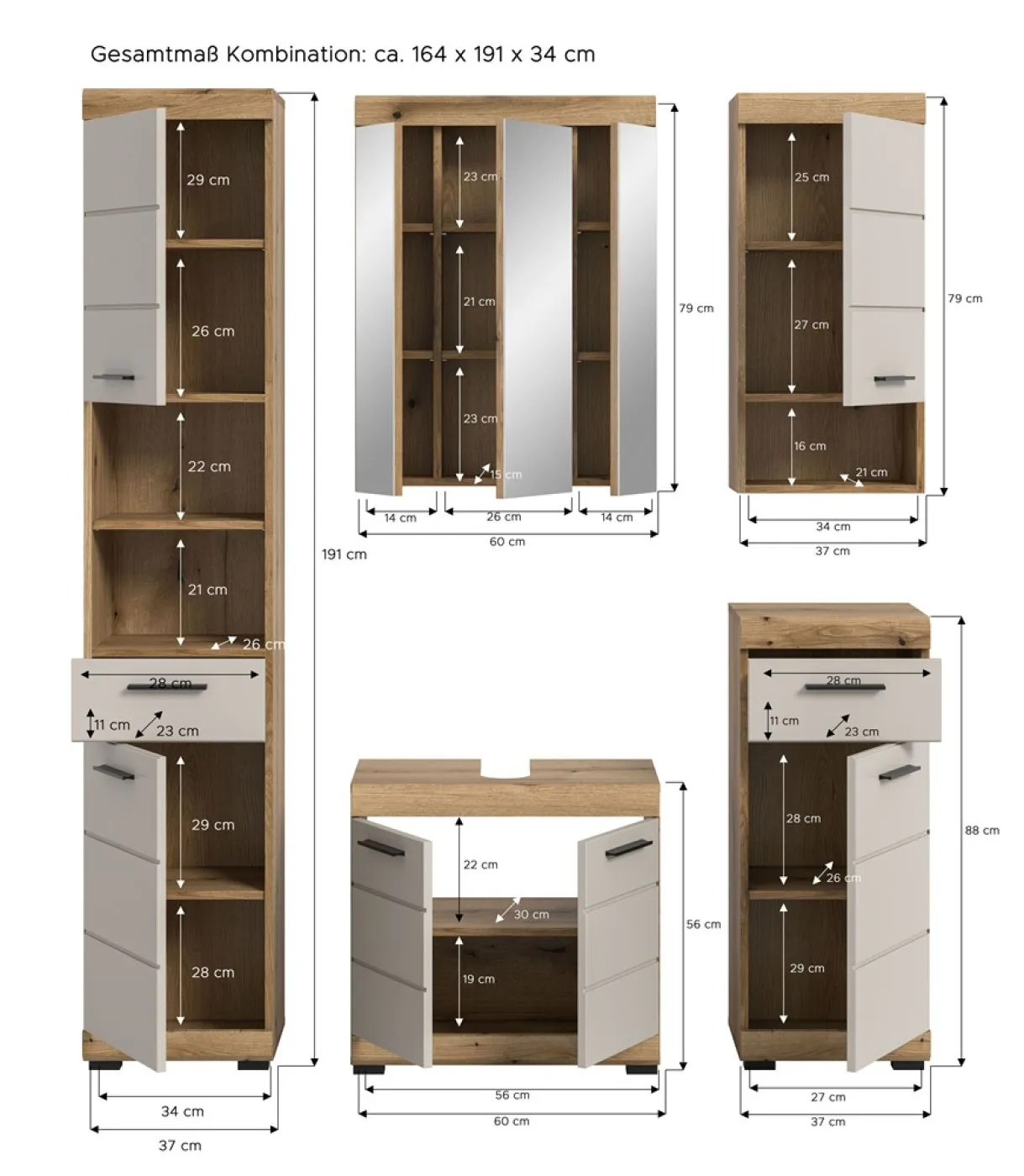 Badezimmer-Set Scout | Kaschmir / Evoak Oak | 5-teilig