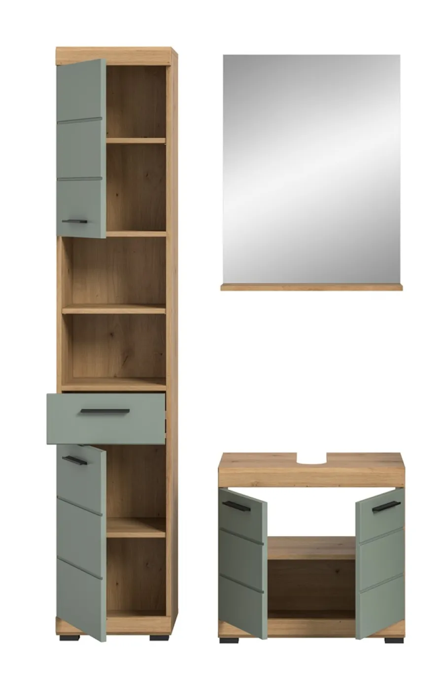 Badezimmer-Set Scout | Salbei / Artisan Eiche | 3-teilig | ohne Aufsatzleuchte