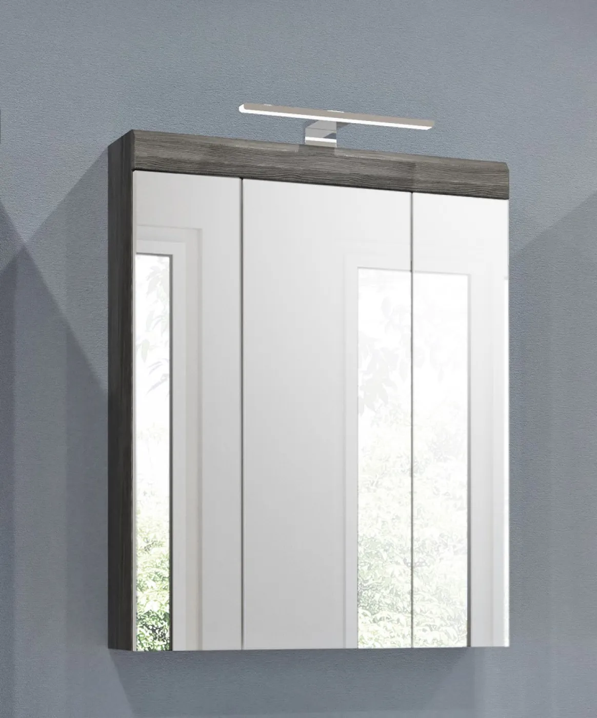 Badezimmer-Set Scout | weiß Hochglanz / rauchsilber | 2-teilig | LED Beleuchtung