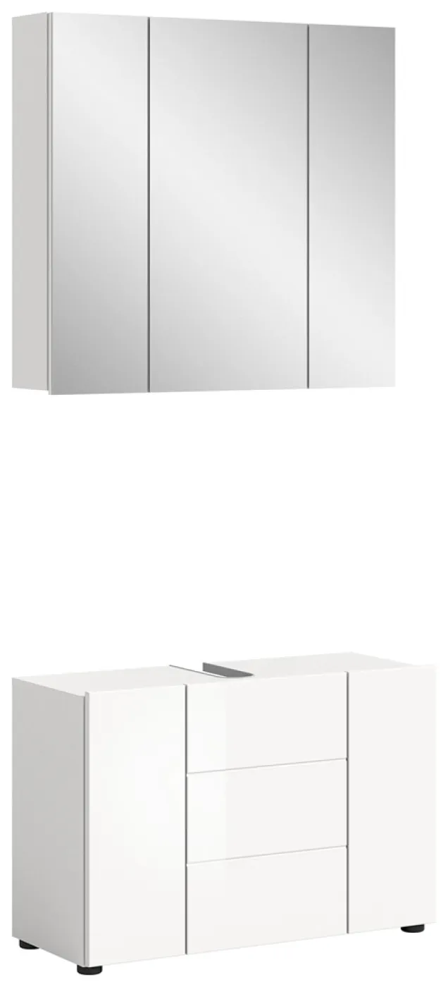 Badezimmer-Set Vira 2 | weiß Hochglanz | 2-teilig | inkl. LED Beleuchtung