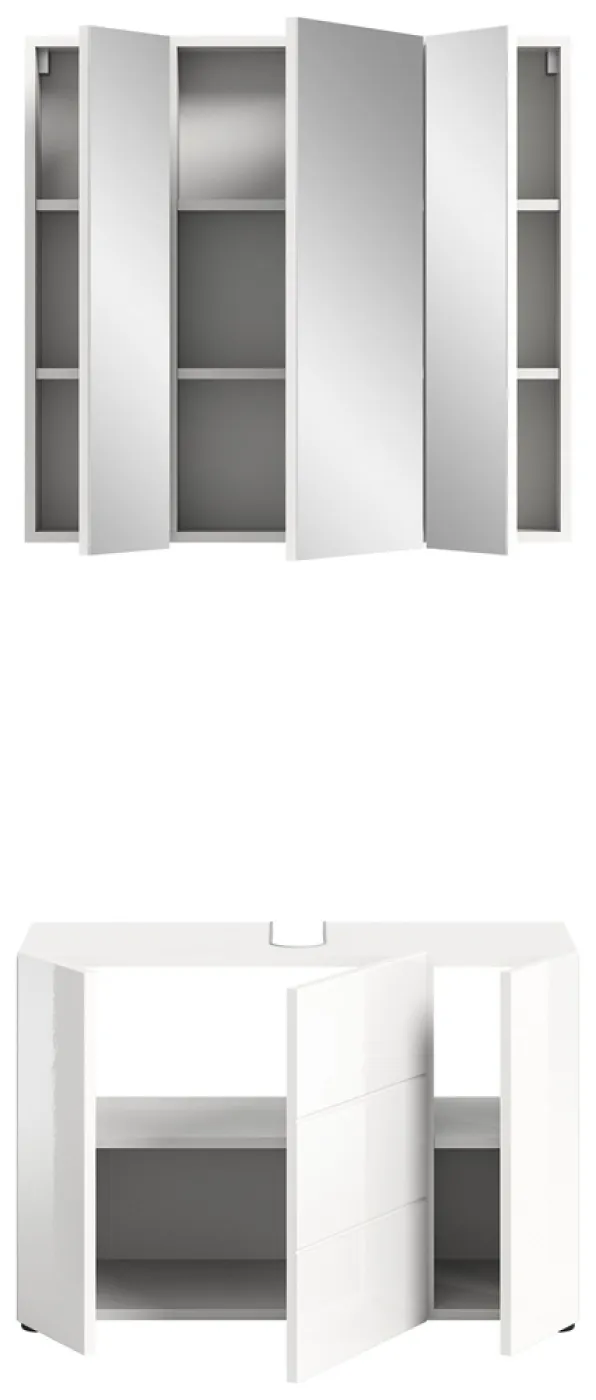 Badezimmer-Set Vira 2 | weiß Hochglanz | 2-teilig | inkl. LED Beleuchtung