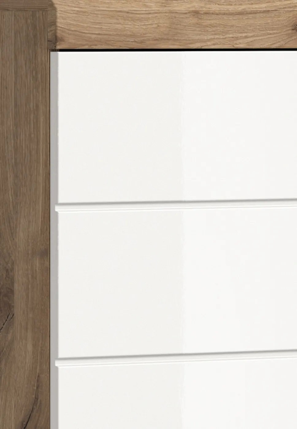 Badezimmer-Set Wave | weiß Hochglanz / Nox Oak | 3-teilig | ohne Aufsatzleuchte