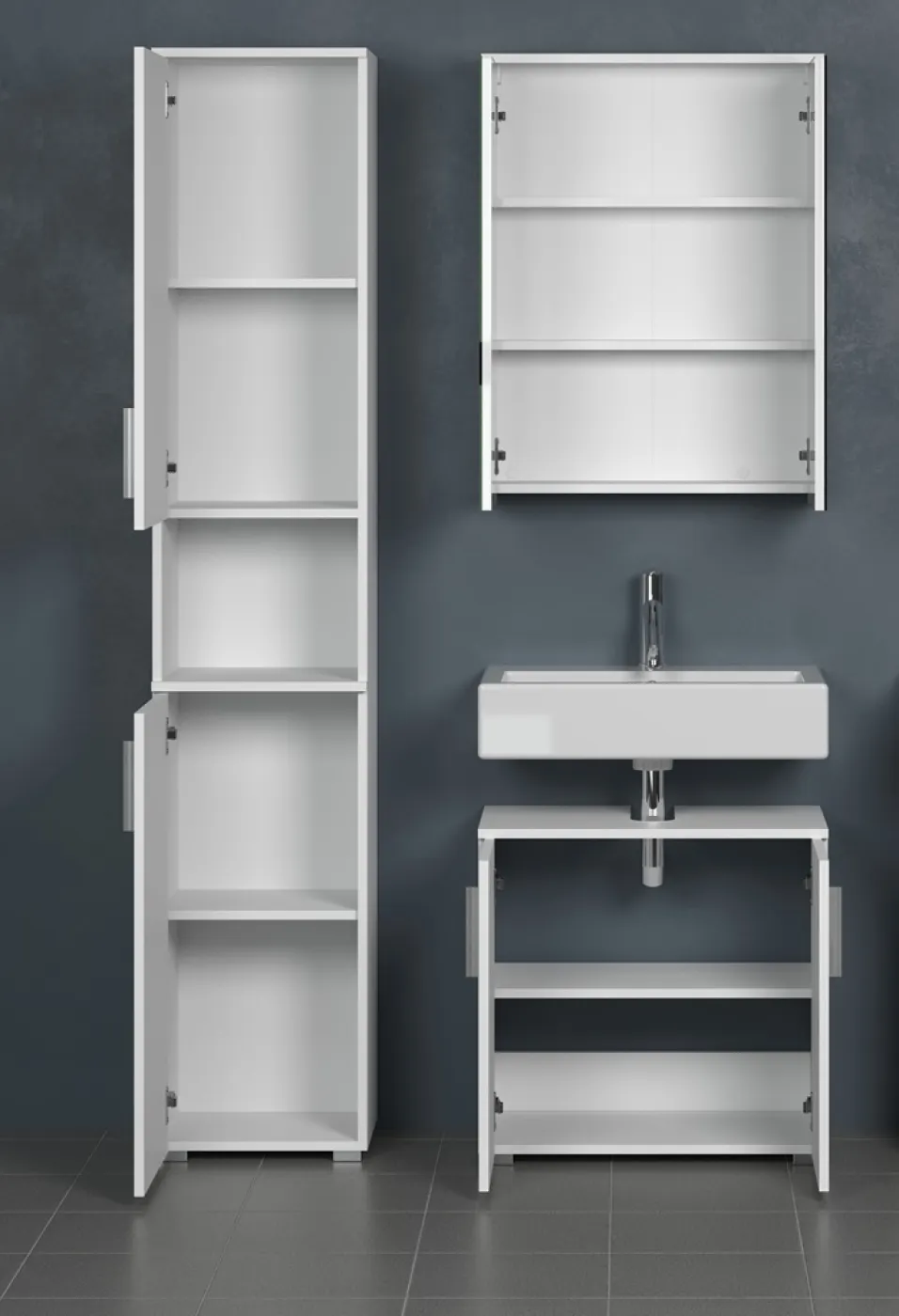 Badezimmer-Set Wons | weiß Hochglanz | 3-teilig