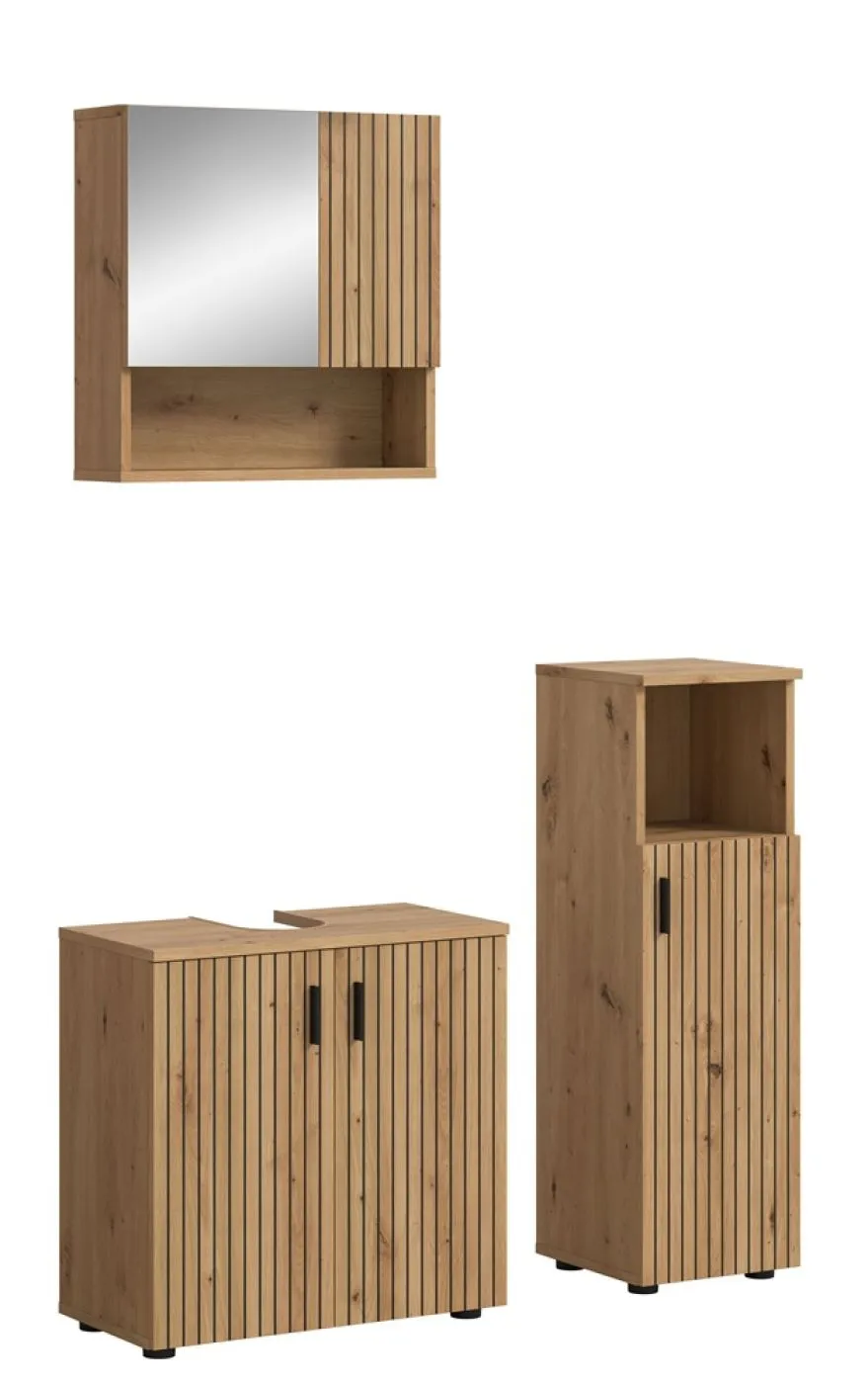 Badkombination Mone 1 | 3-teilig | Artisan Oak mit Aufsatzleuchte