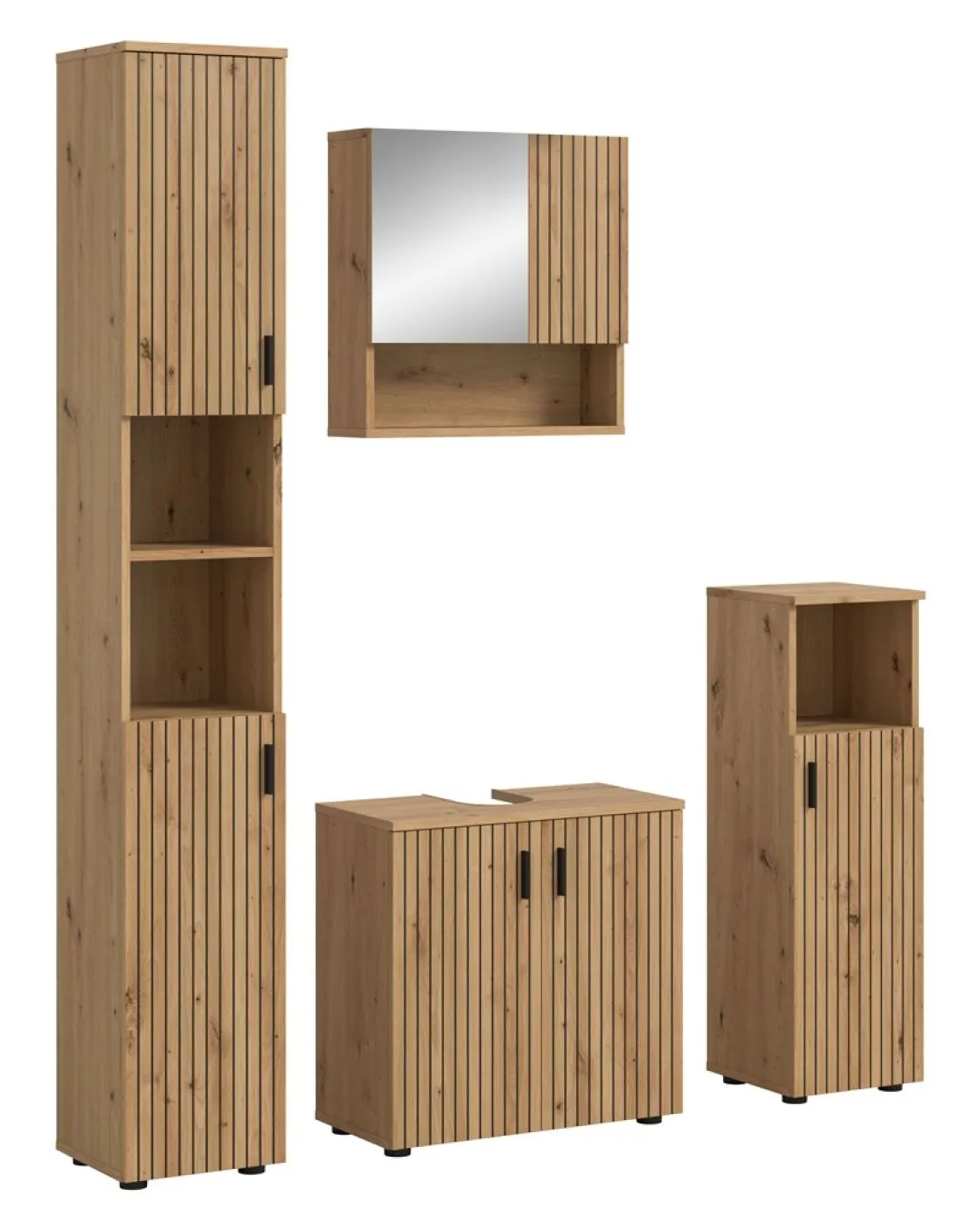 Badkombination Mone 1 | 4-teilig | Artisan Oak mit Aufsatzleuchte