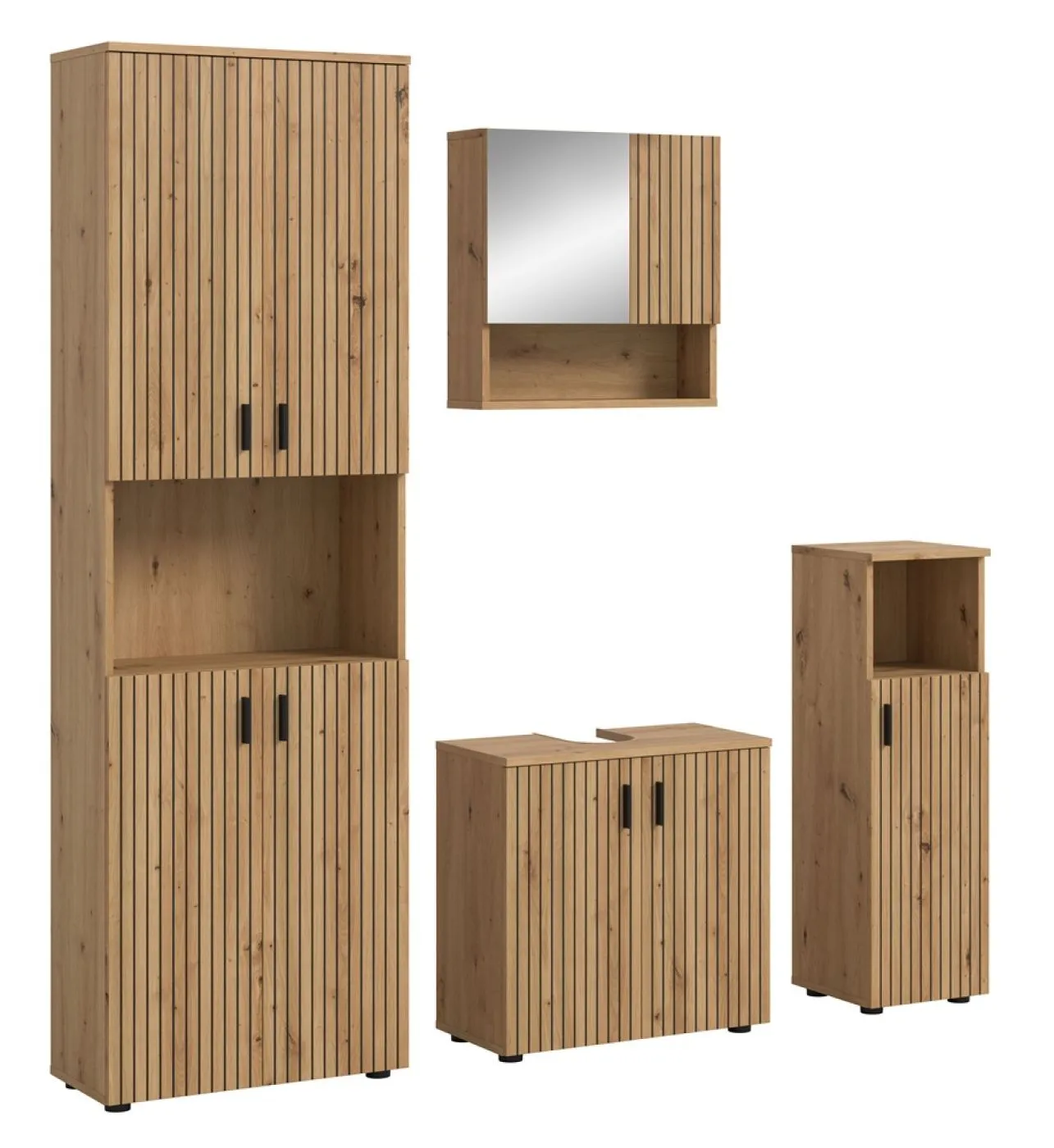 Badkombination Mone | 4-teilig | Artisan Oak mit Aufsatzleuchte