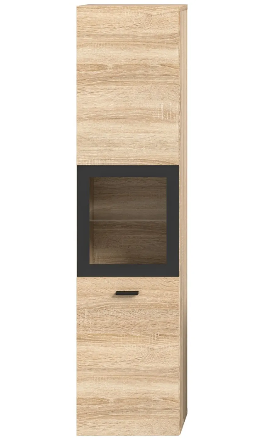 Badschrank Boston | mit Glastür | Eiche Sonoma | ohne Glasbodenclip