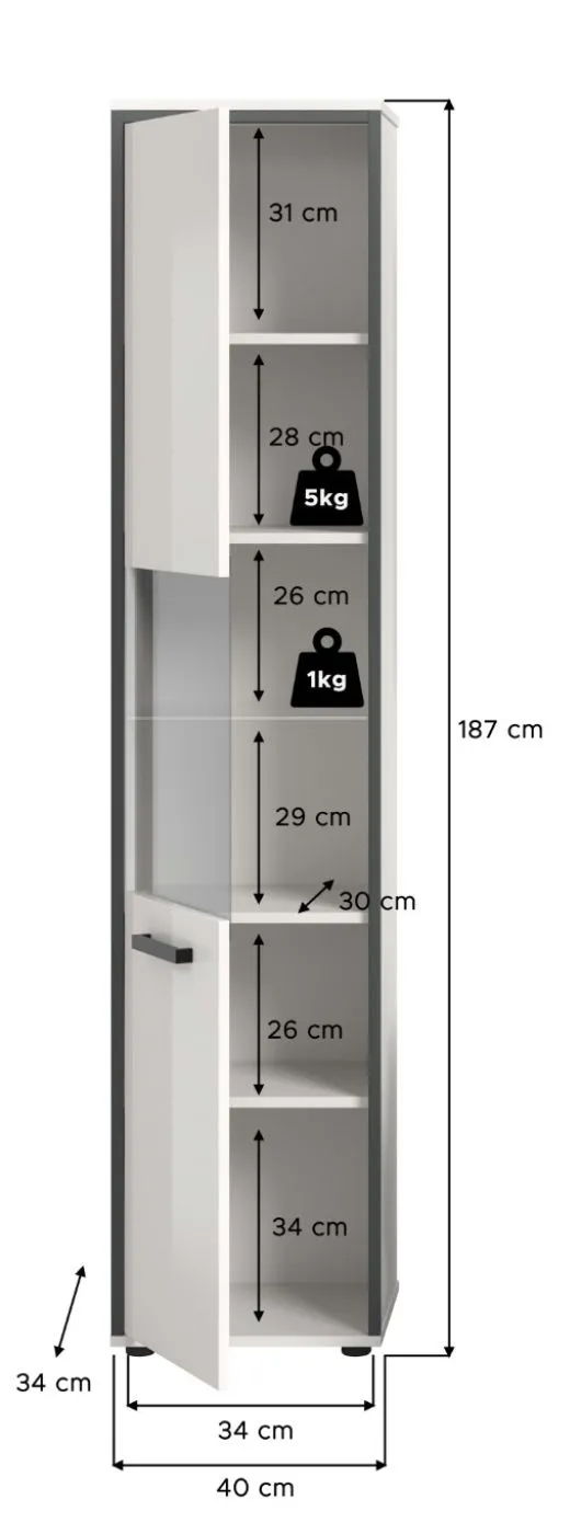 Badschrank Kojak 2 | weiß / weiß Hochglanz | mit Beleuchtung