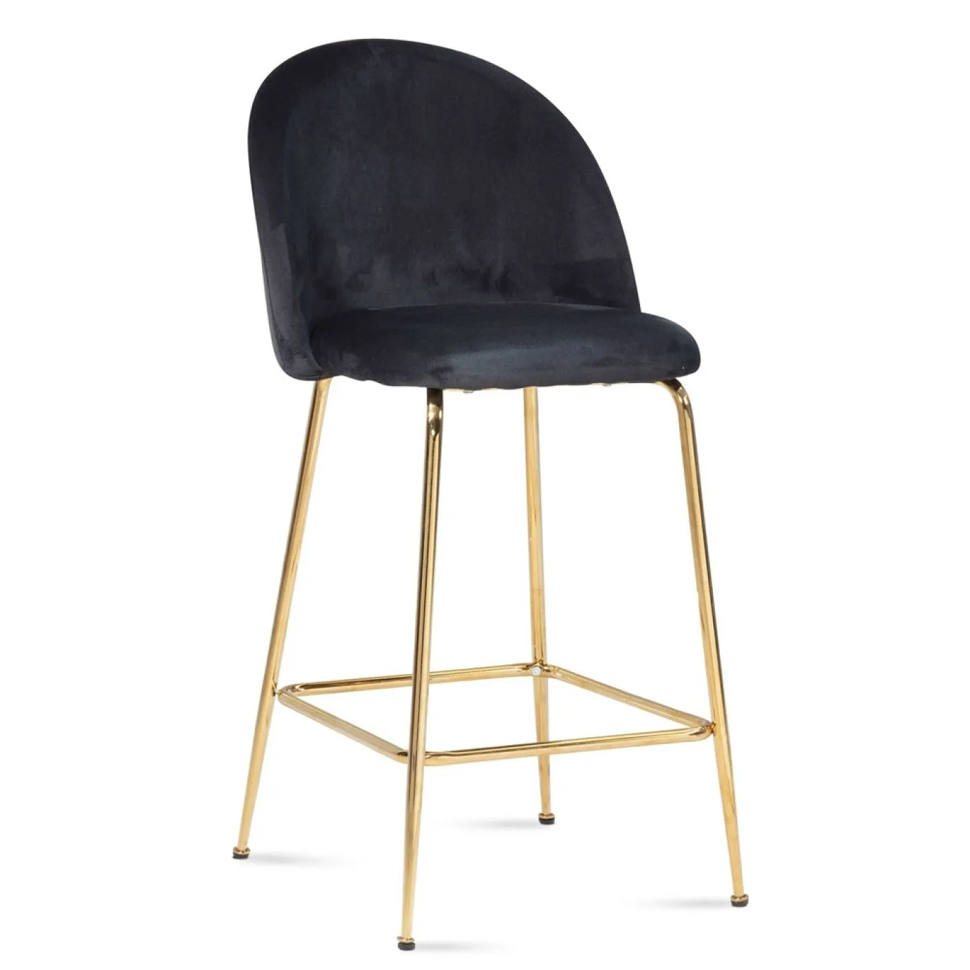 Barhocker 2er Set Diama | mit goldenen Beinen | samt | schwarz