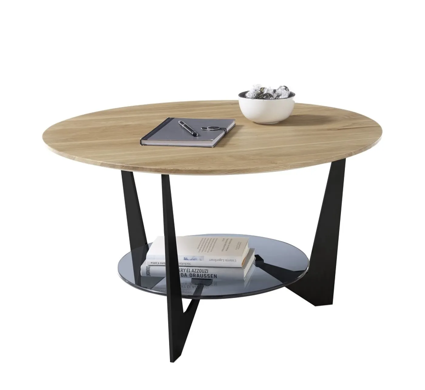 Couchtisch Cadiz rund | Ø70 | Eiche massiv / grau