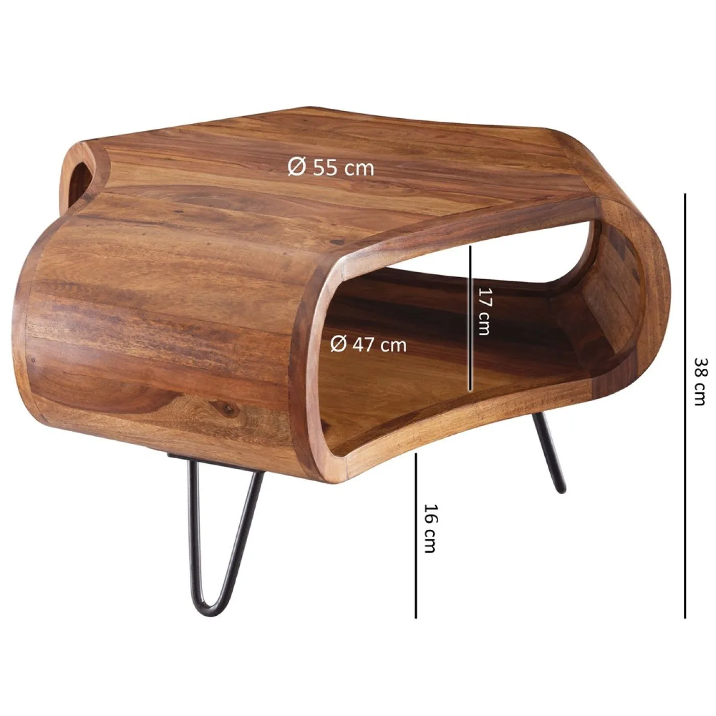 Couchtisch Malaya | 55x55 | Sheesham Holz massiv | braun