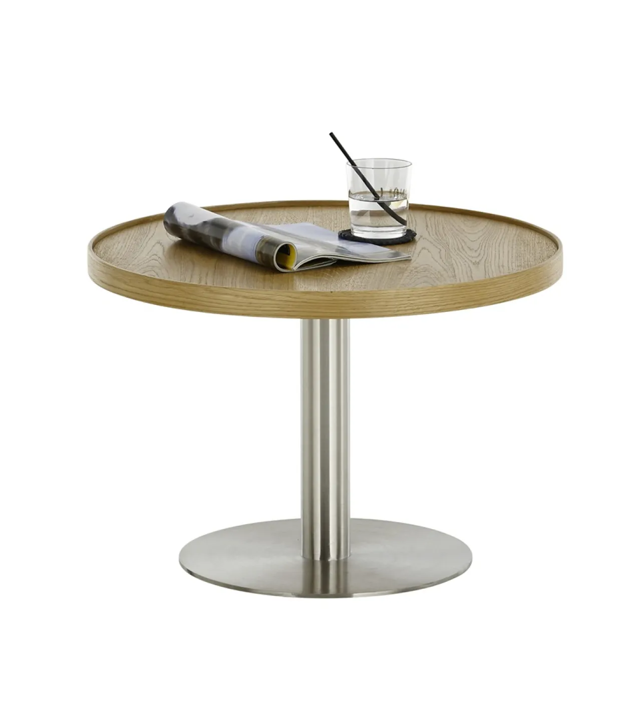Couchtisch Monteverde | rund | Ø60/Ø80 | Eiche / Edelstahl | verschiedene Größen