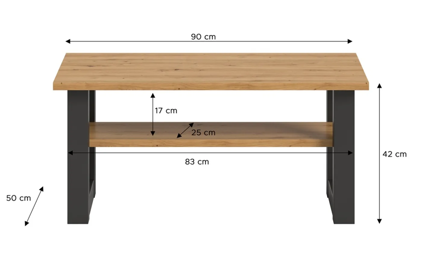 Couchtisch Seattle | Artisan Eiche / grau | 90x50
