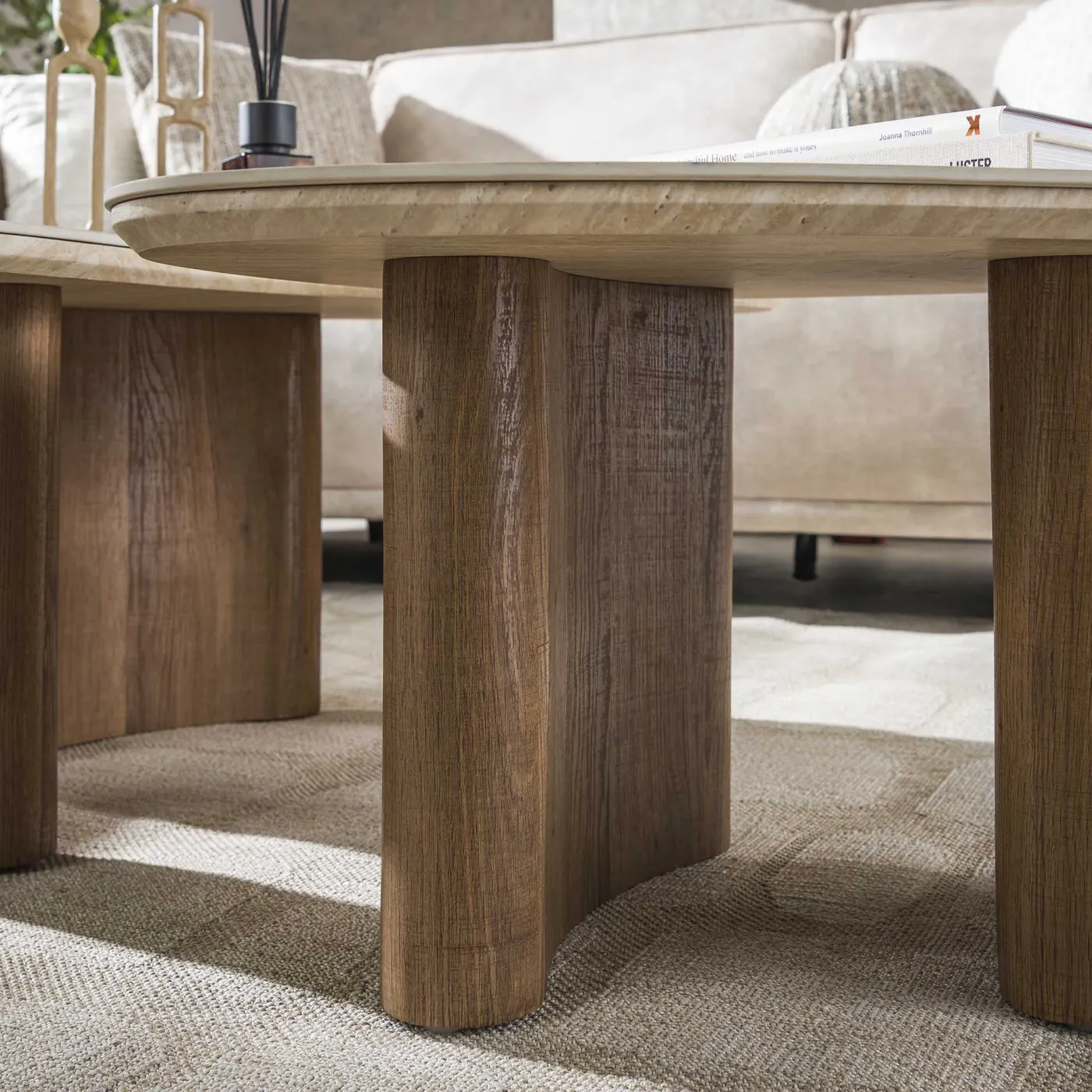 Couchtisch Set Homa | 2-teilig | Keramik Travertin | Naturfarben