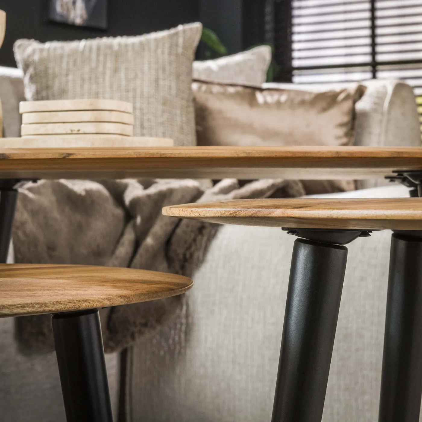 Couchtisch Set Luna oval | 3-teilig | Akazie | massiv