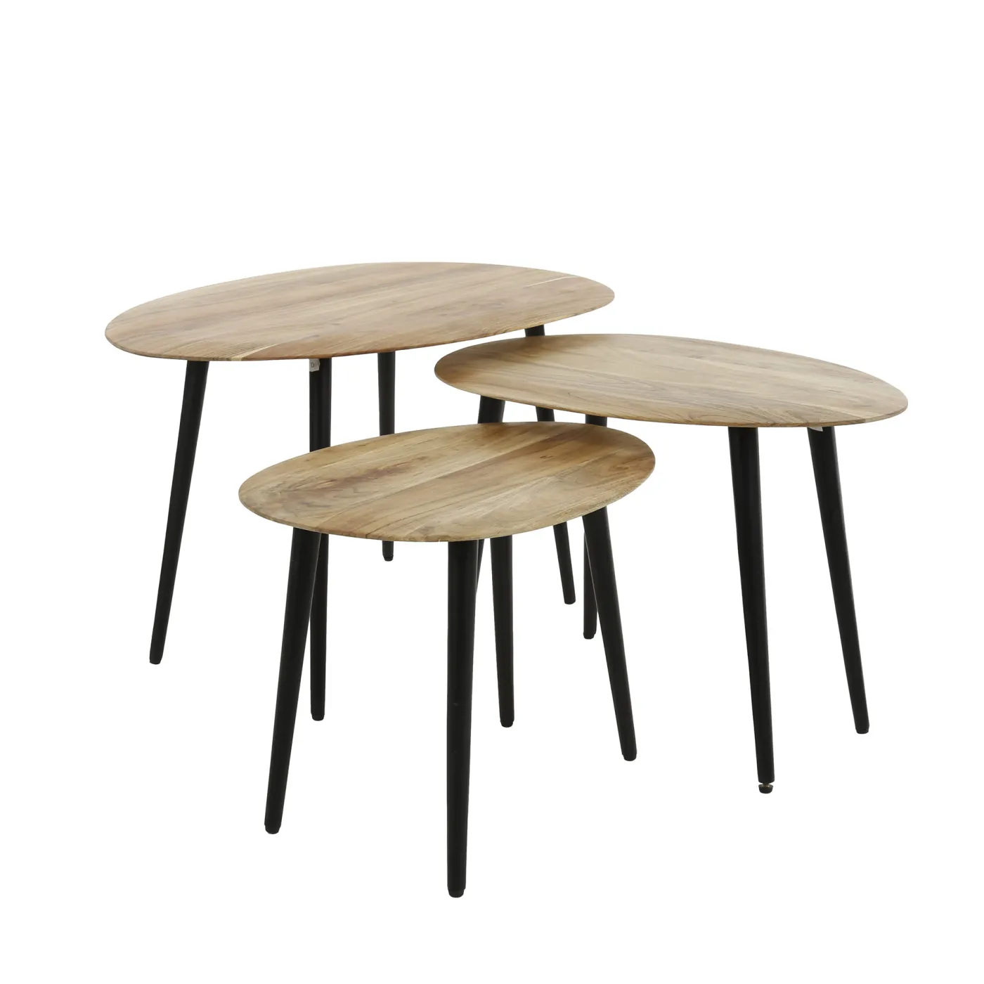 Couchtisch Set Luna oval | 3-teilig | Akazie | massiv