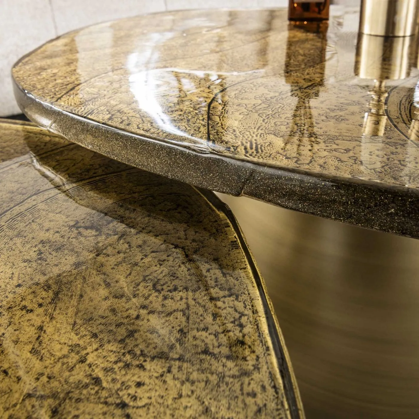 Couchtisch set Mira | 2-teilig | Glas | Antikgold