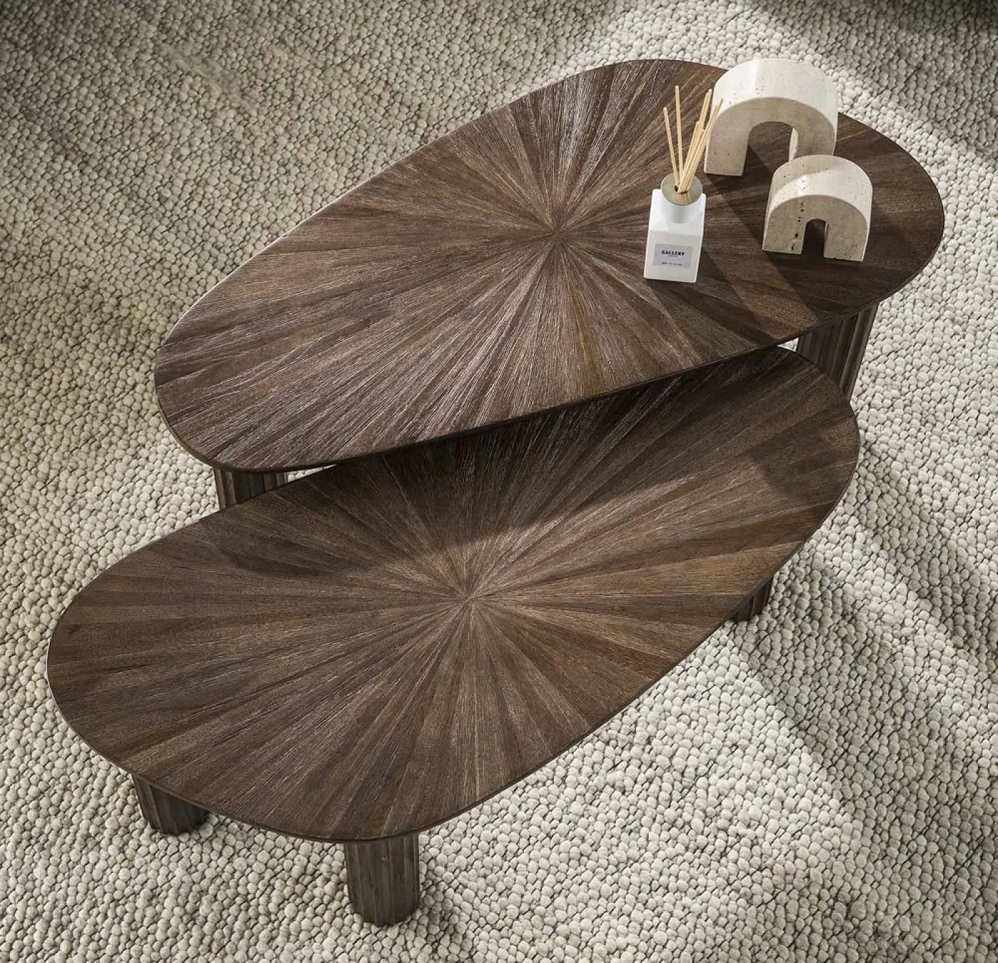Couchtisch Set Naru | 2-teilig | Teakholz massiv | Espresso