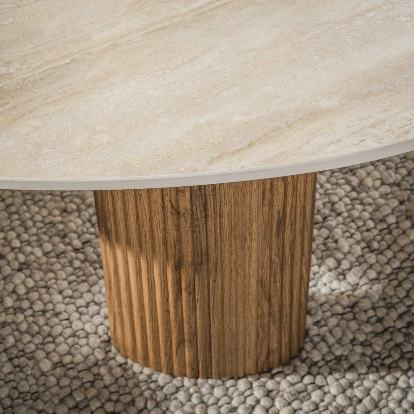 Couchtisch Set Sienna | 2-teilig | 3D Keramik | Travertinoptik