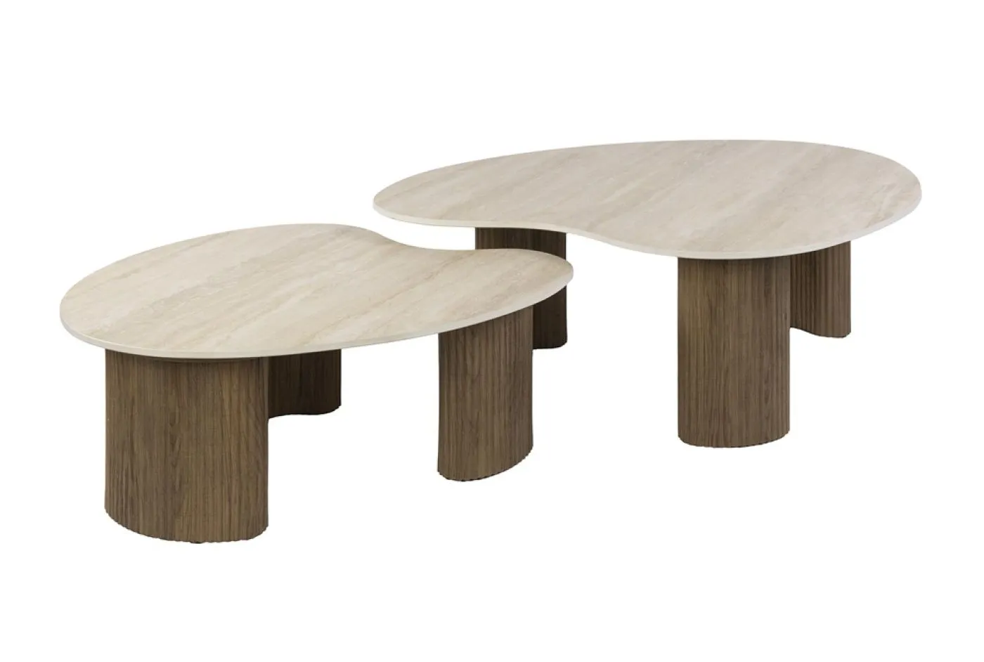 Couchtisch Set Sienna | 2-teilig | 3D Keramik | Travertinoptik
