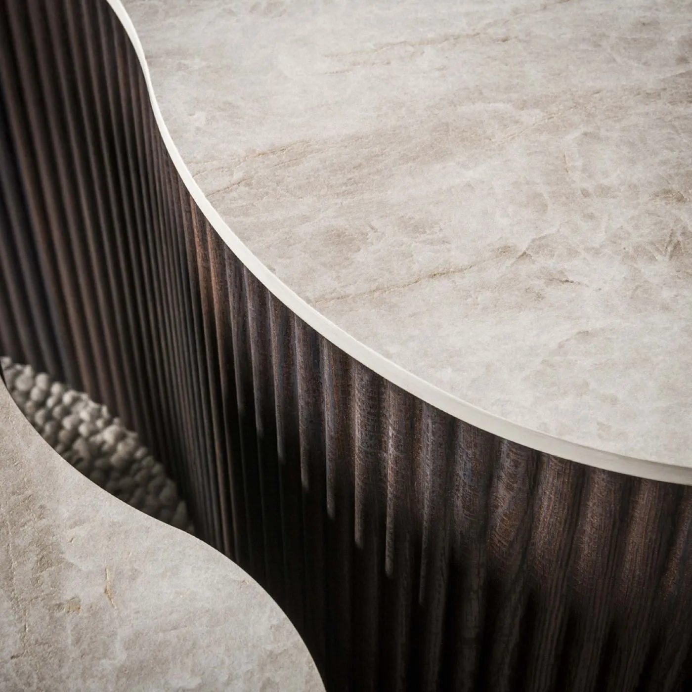 Couchtisch Set Sienna | 2-teilig | geriffelter Sockel | 3D Keramik | Taj Mahal