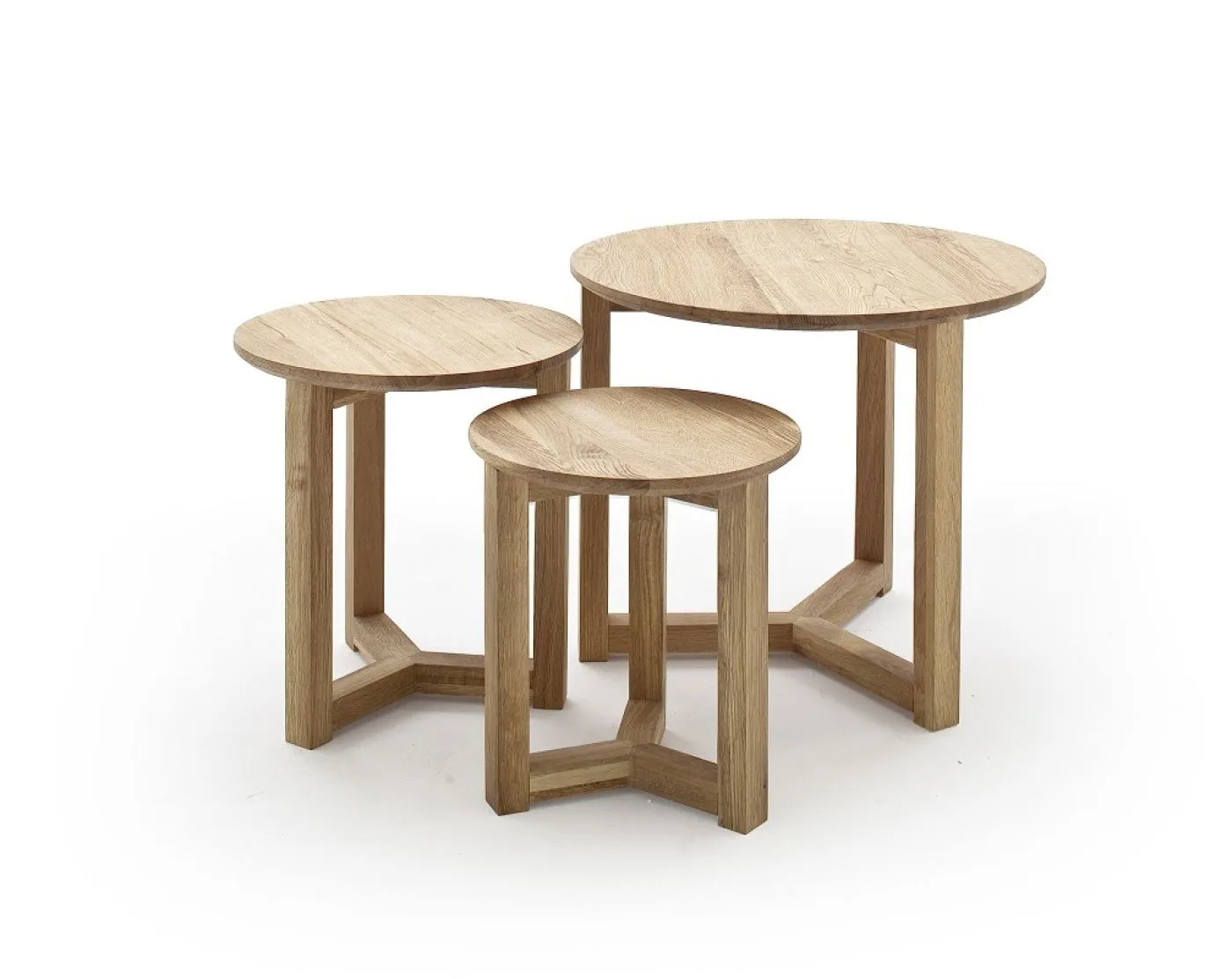 Couchtisch Set Sinio | 3-teilig | Asteiche massiv | Ø50/Ø45/Ø32 | Eichefarben