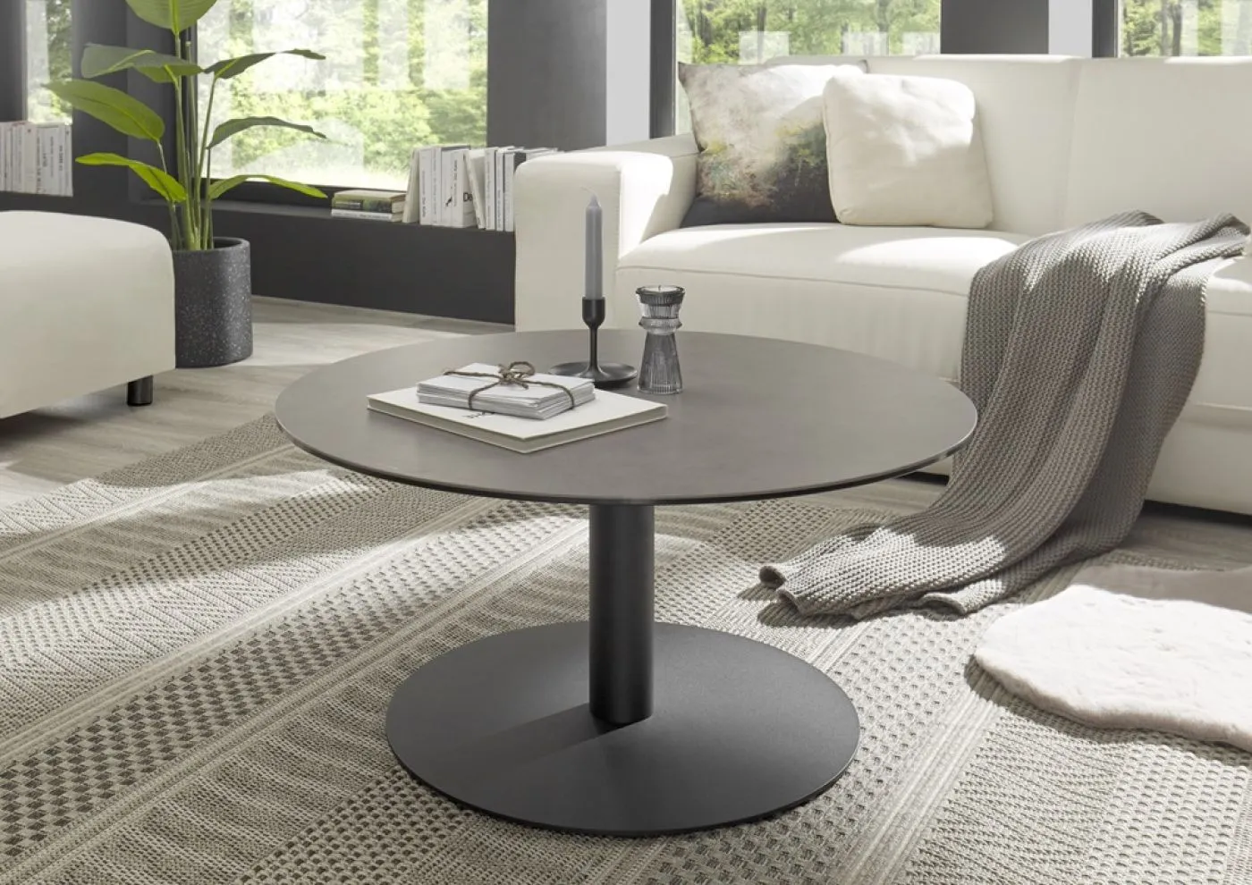 Couchtisch Tartu | anthrazit / schwarz | rund Ø 80 cm