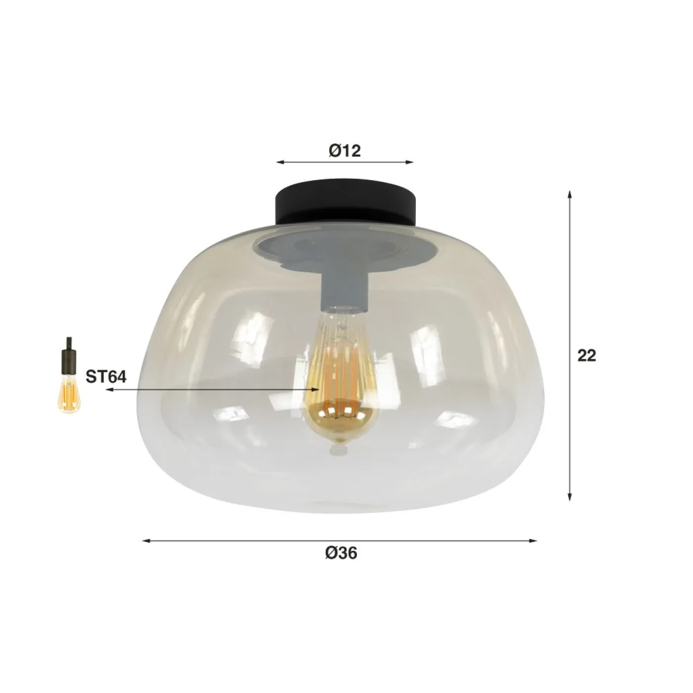Deckenleuchte Pop | Glas | Ø36 cm | Amber