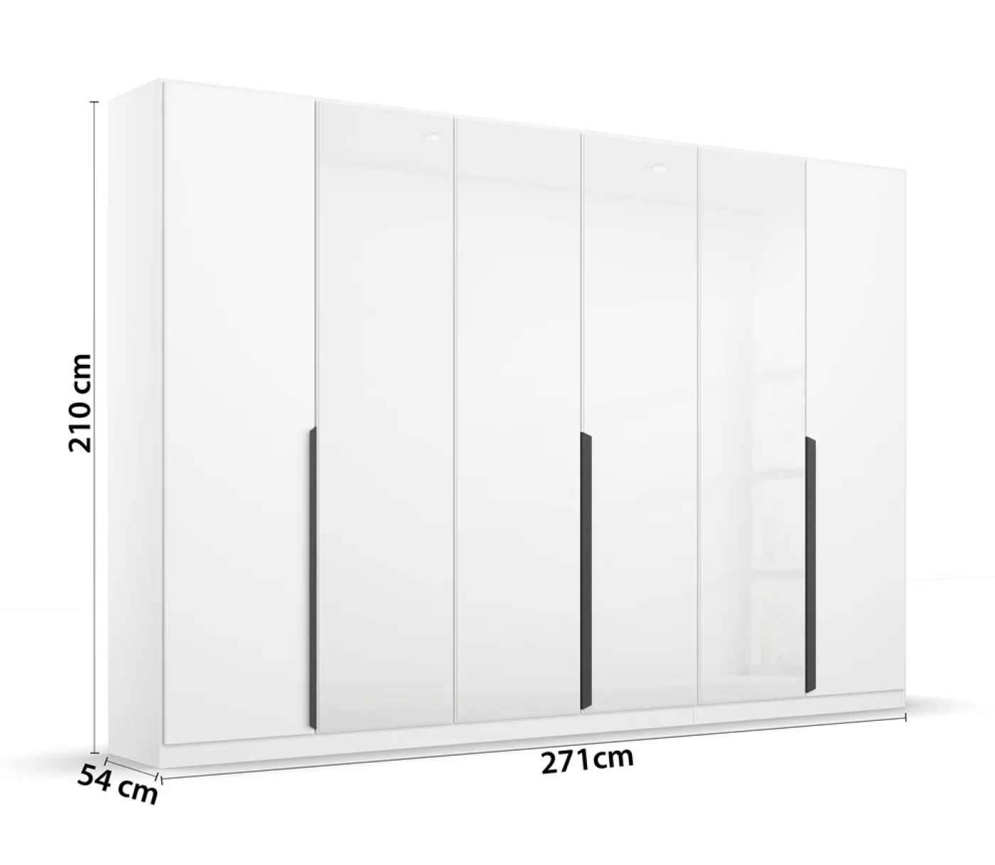 Drehtürenschrank Artemis | mit Glastüren | alpinweiß / weiß | 226 x 210 x 54 cm