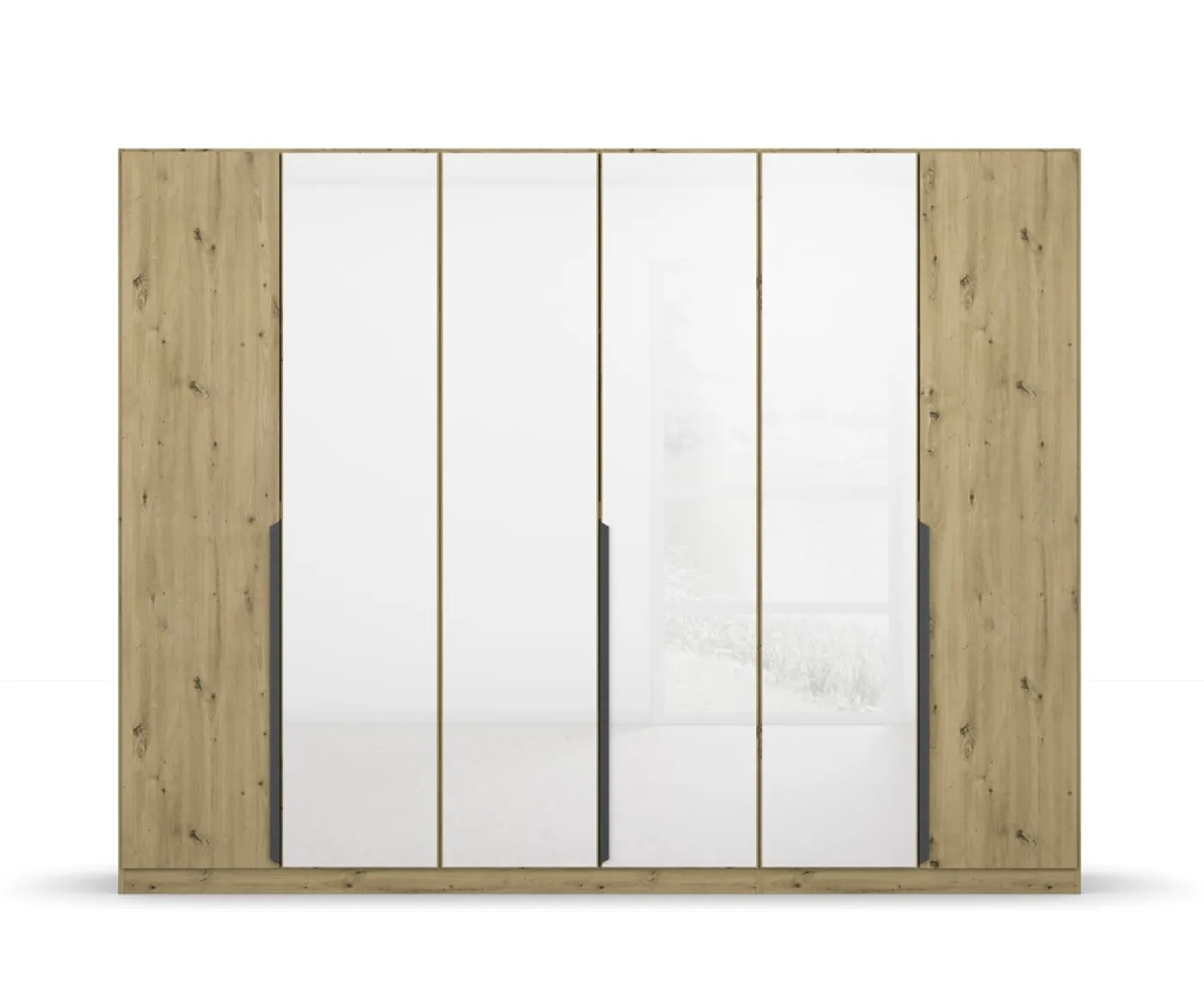 Drehtürenschrank Artemis | mit Glastüren | Eiche Artisan / weiß | 271 x 210 x 54 cm