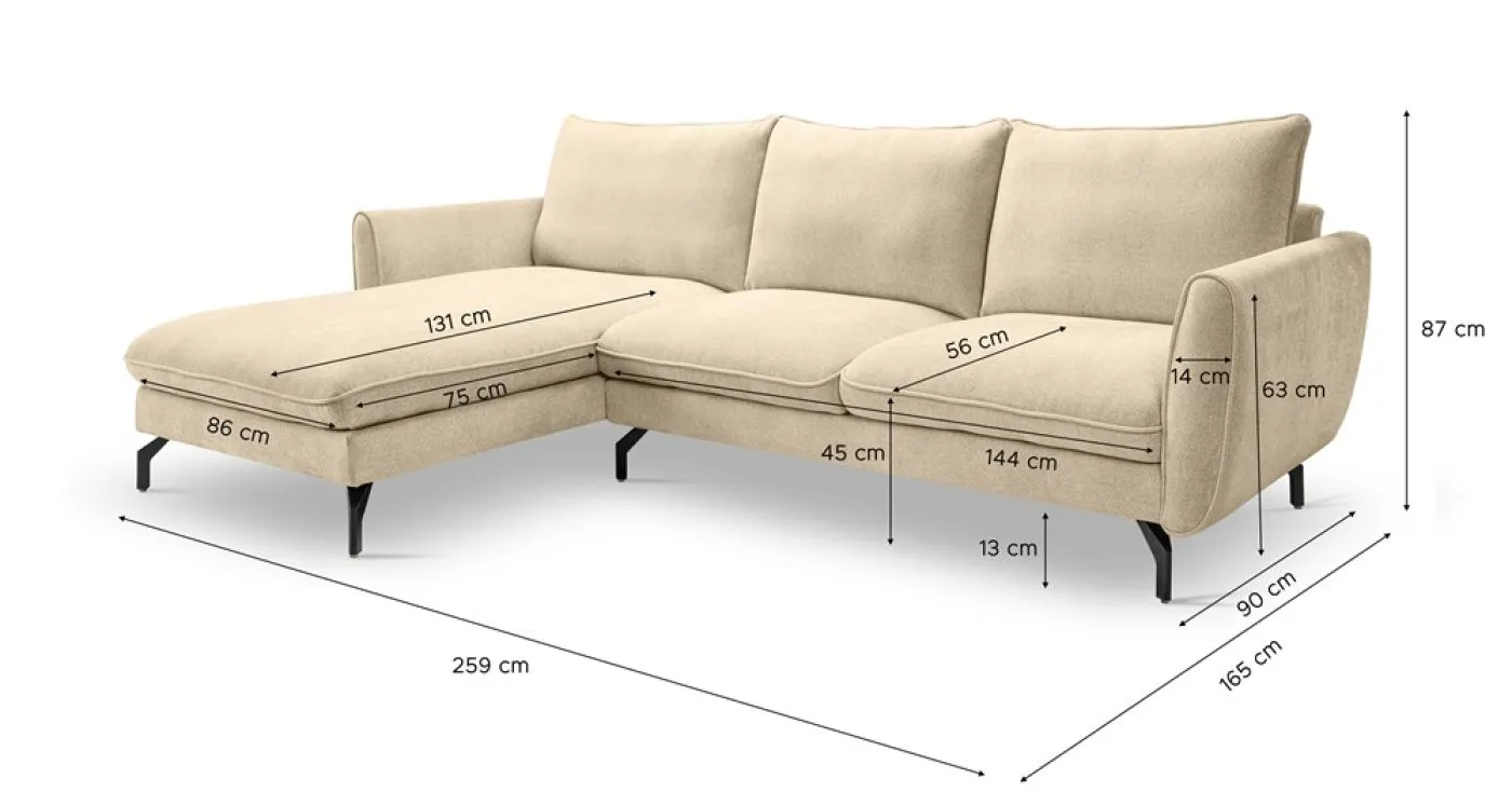 Ecksofa Toronto L-Form links | 259cm | Webstoff | beige