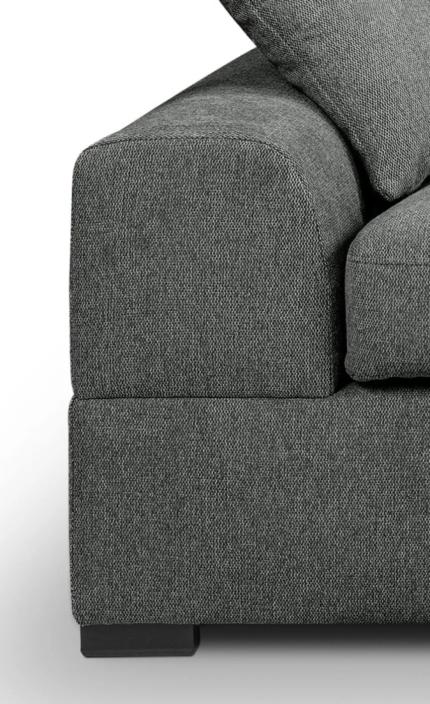 Ecksofa Veda rechts mit Rückenkissen | 308cm | Strukturstoff | grau