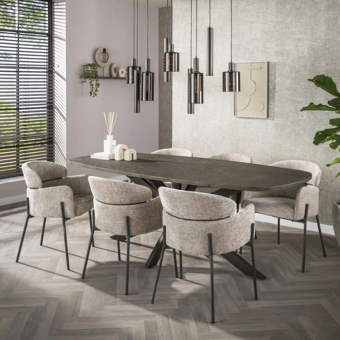 Esstisch Alur | dänisch Oval | 215 cm | Metallic-Optik