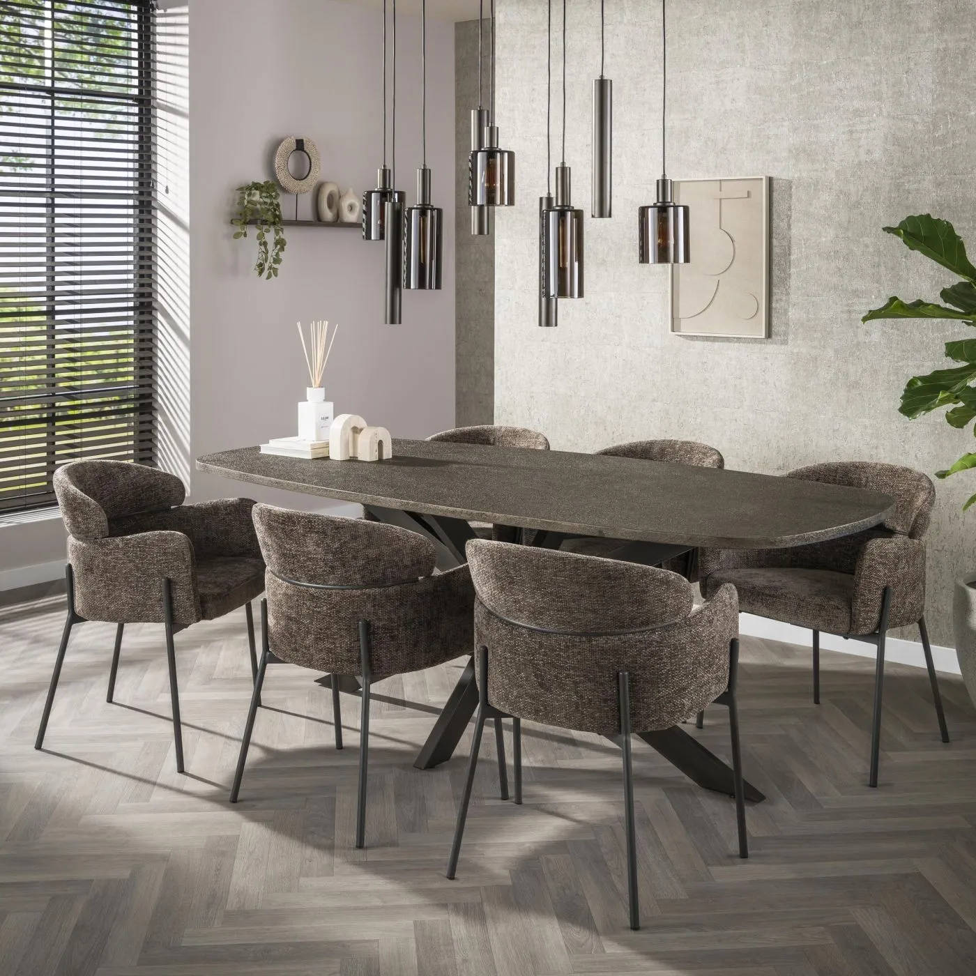 Esstisch Alur | dänisch Oval | 215 cm | Metallic-Optik