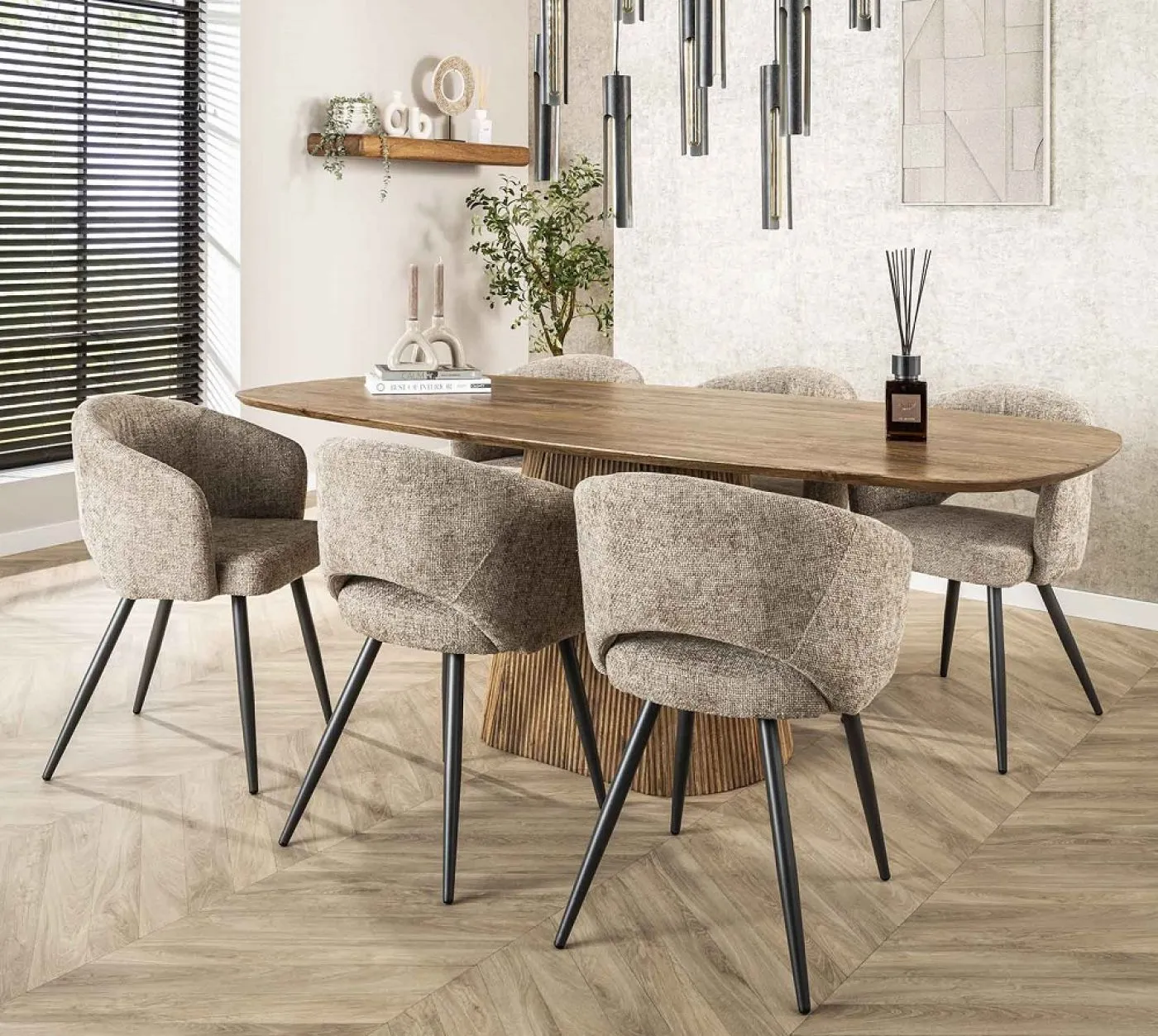Esstisch Board | 215cm | oval | Mango massiv | sand
