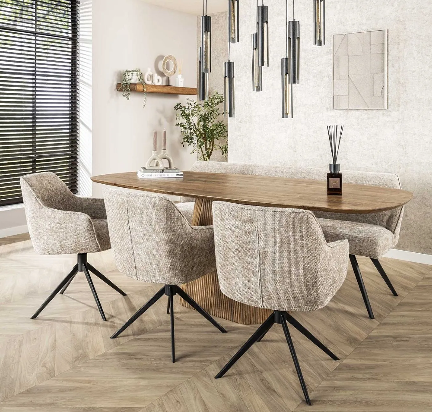 Esstisch Board | 215cm | oval | Mango massiv | sand