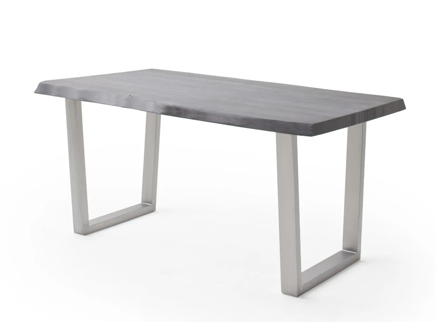 Esstisch Calabria | Akazie massiv | T-Gestell Edelstahl | grau | 200 x 100 -Tischplatte 5,5 cm