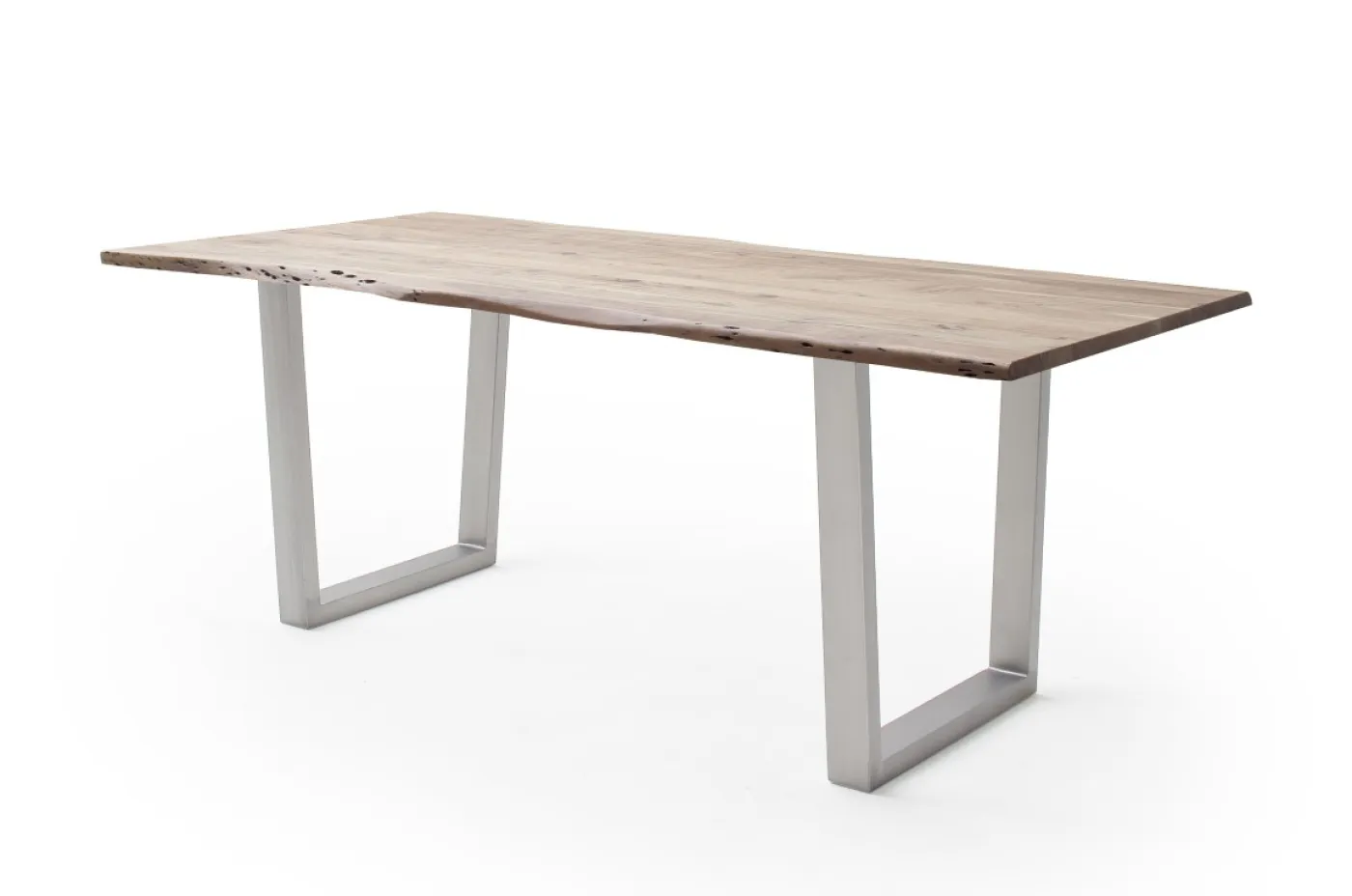 Esstisch Calabria | Akazie massiv | T-Gestell Edelstahl | natur | 180 x 90-Tischplatte 2,5 cm