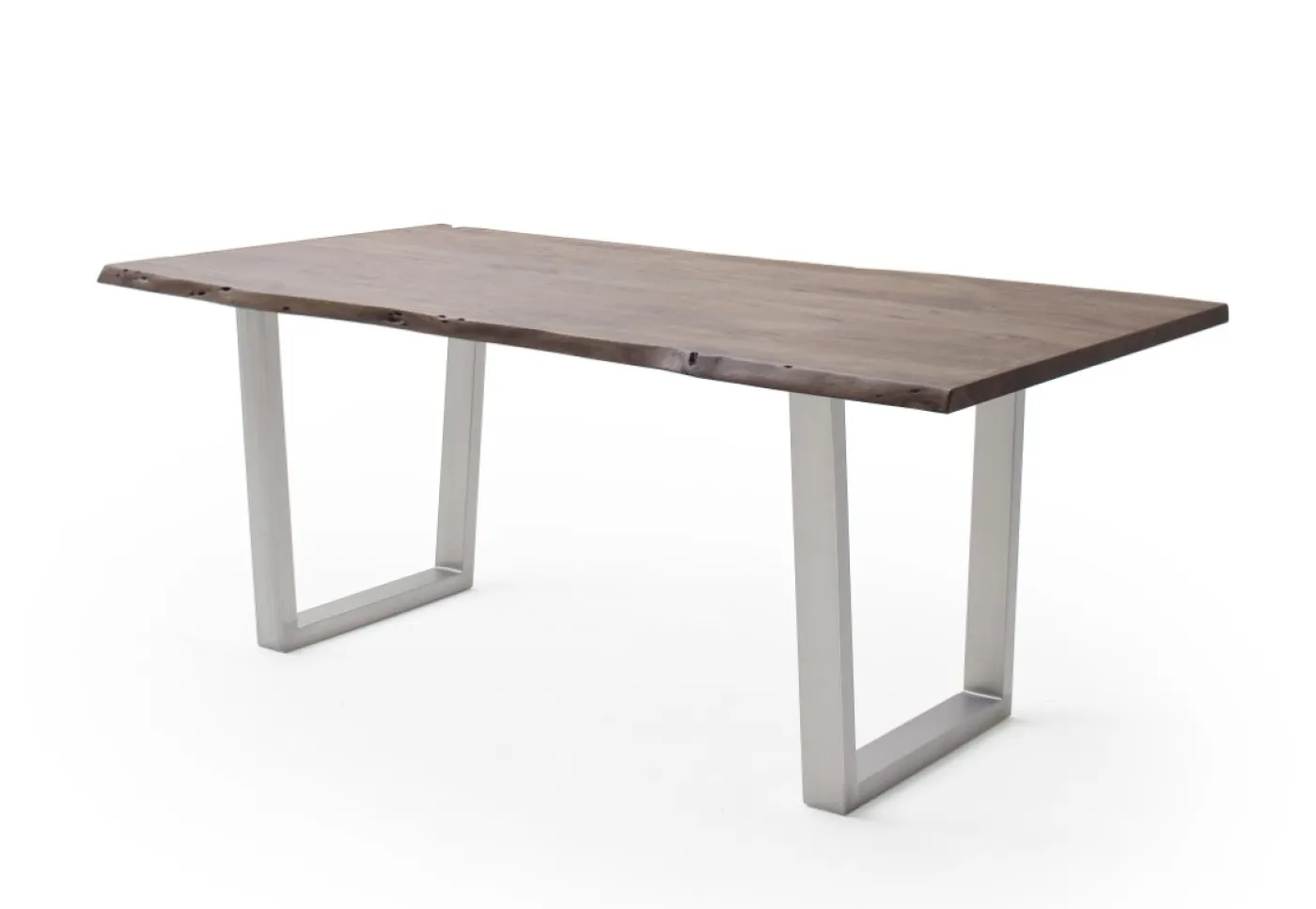 Esstisch Calabria | Akazie massiv | T-Gestell Edelstahl | walnuss | 200 x 100 -Tischplatte 3,5 cm
