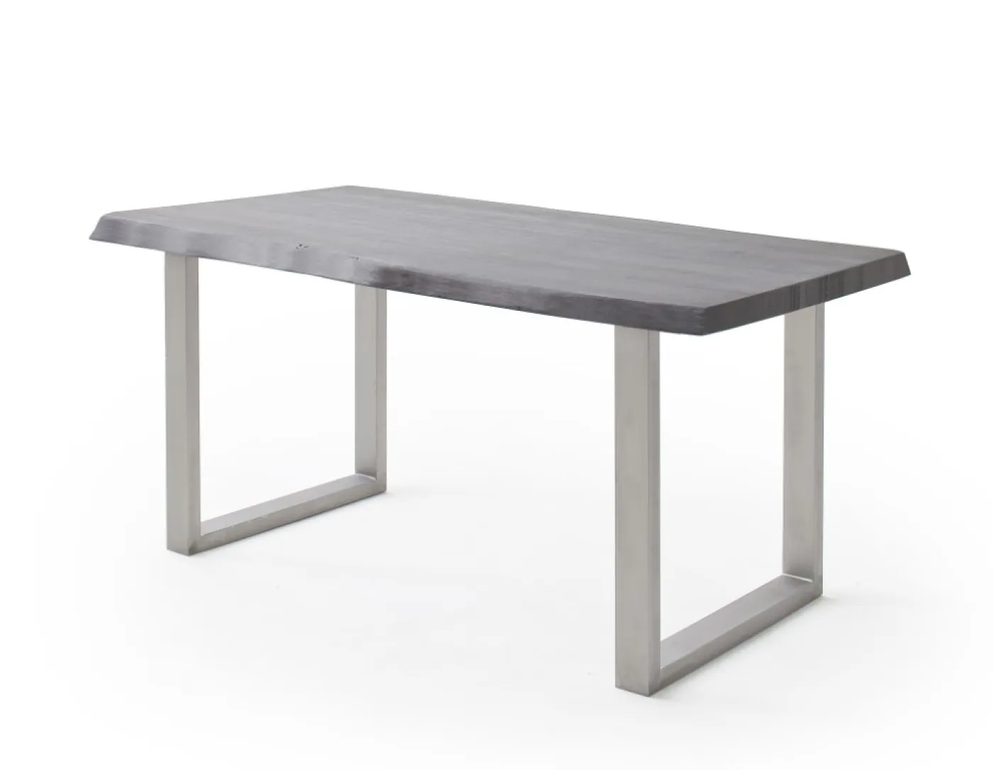 Esstisch Calabria | Akazie massiv | U-Gestell Edelstahl | grau | 240 x 100-Tischplatte 5,5 cm