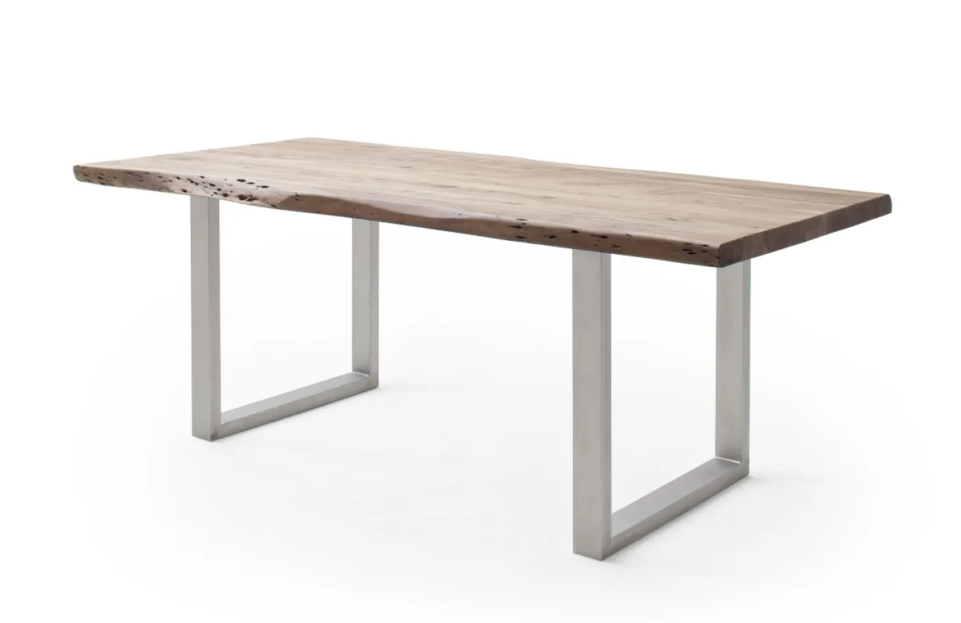 Esstisch Calabria | Akazie massiv | U-Gestell Edelstahl | natur | 220 x 100 -Tischplatte 5,5 cm