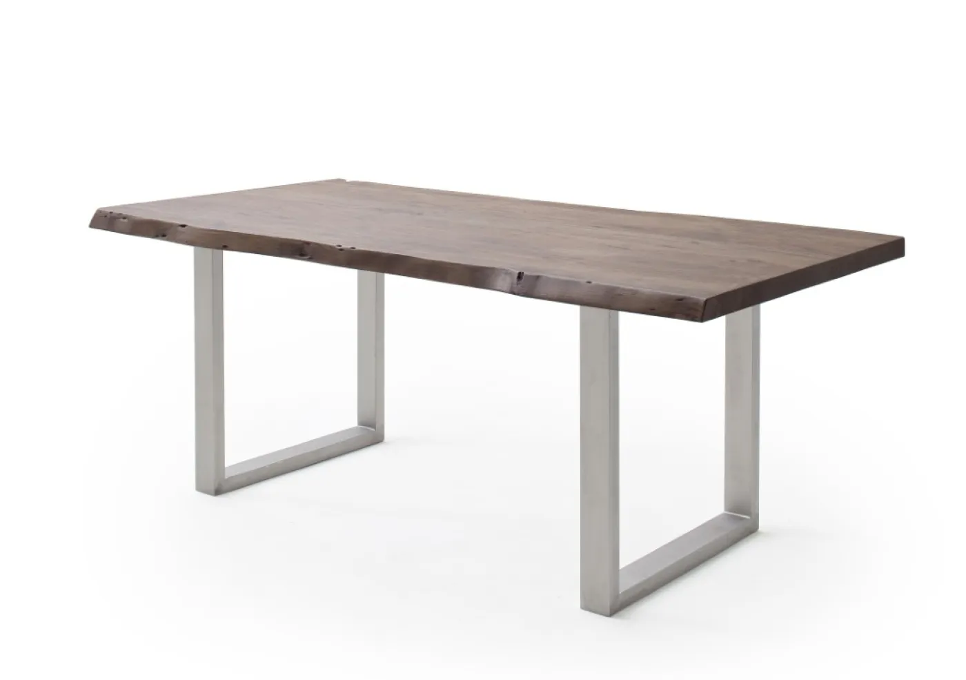 Esstisch Calabria | Akazie massiv | U-Gestell Edelstahl | walnuss | 240 x 100-Tischplatte 5,5 cm