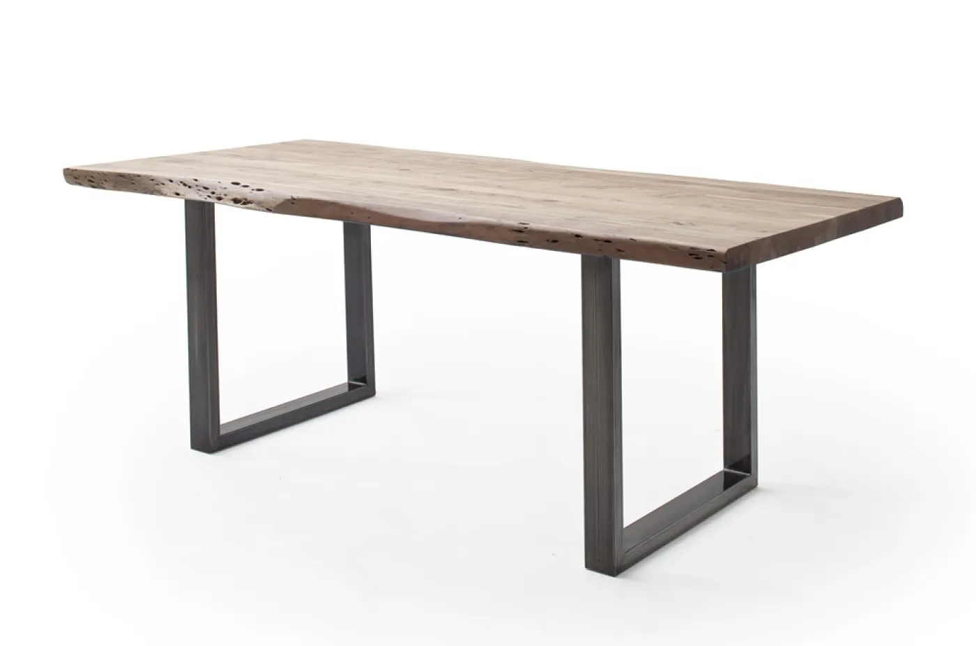 Esstisch Calabria | Akazie massiv | U-Gestell | natur / antik gewischt | 220 x 100 -Tischplatte 5,5 cm