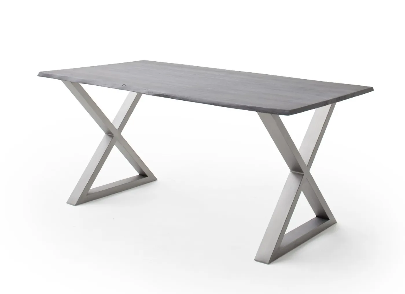 Esstisch Calabria | Akazie massiv | X-Gestell Edelstahl | 160/180/200/220/240 | grau | verschiedene Größen